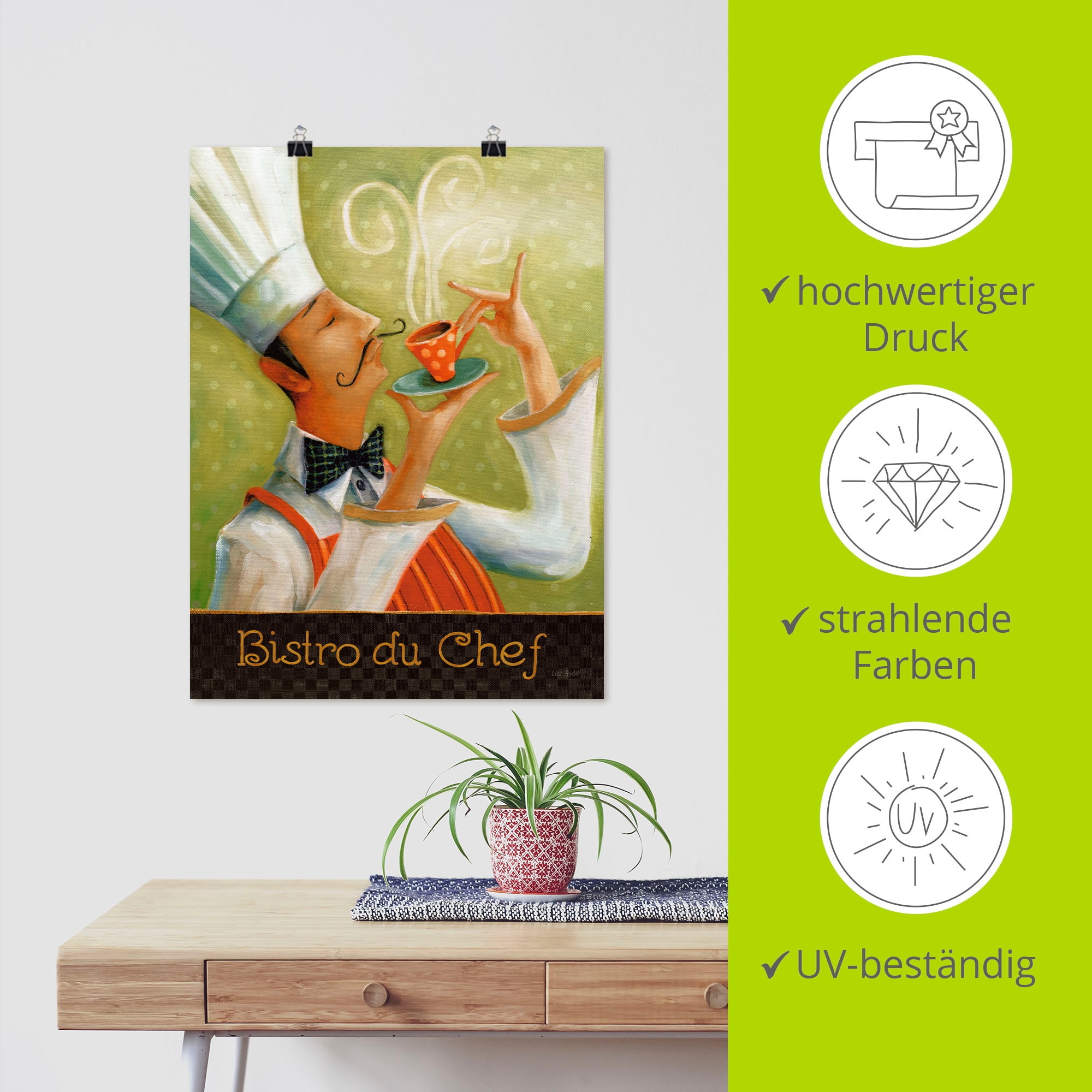 Artland Wandbild »Cafe Moustache I«, Getränke, (1 St.), als Leinwandbild, Poster, Wandaufkleber in verschied. Größen