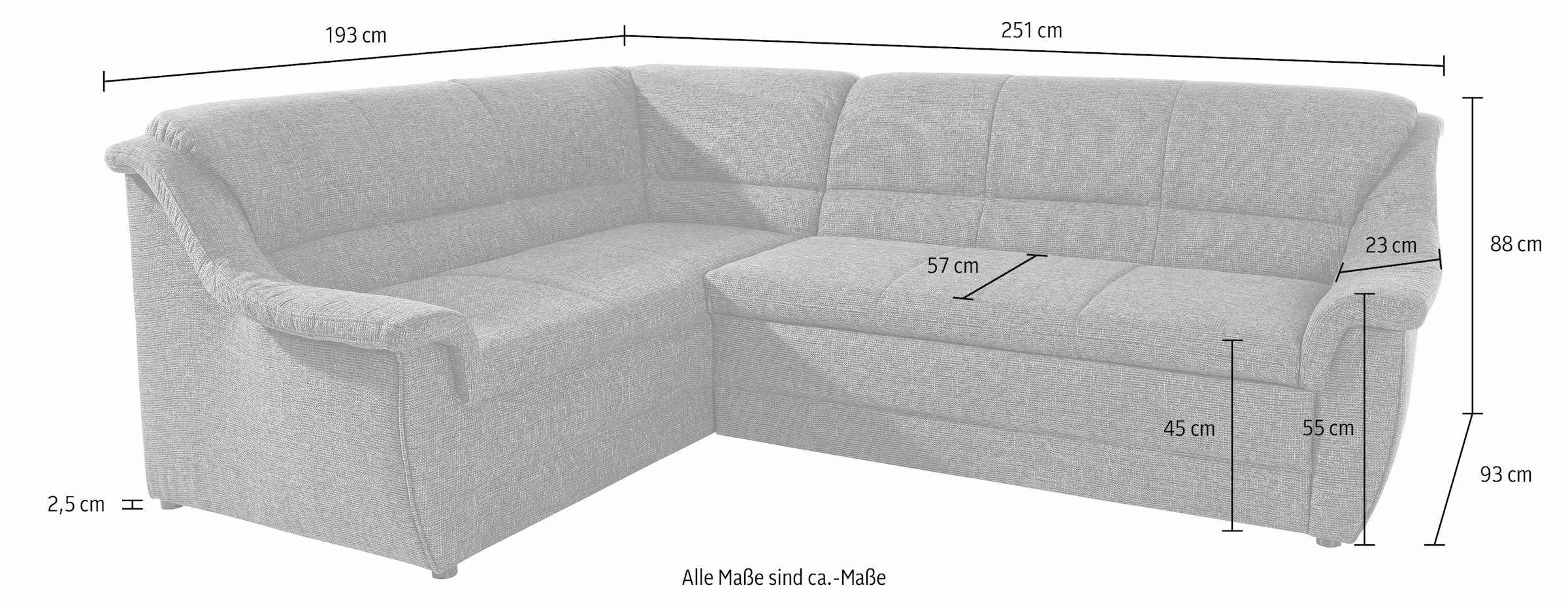 DOMO collection Ecksofa »Lale L-Form«, mit langem Schenkel, wahlweise mit Bettfunktion