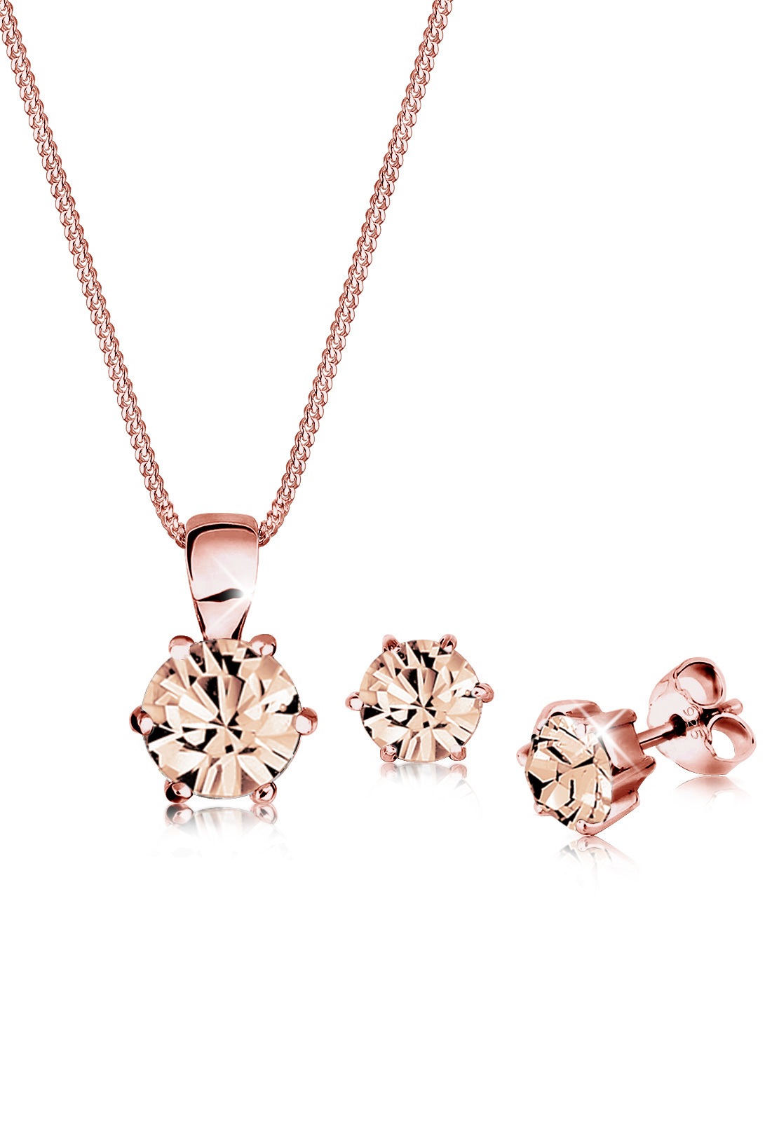 Elli Schmuckset »Stecker und Kette mit Kristall Rund«