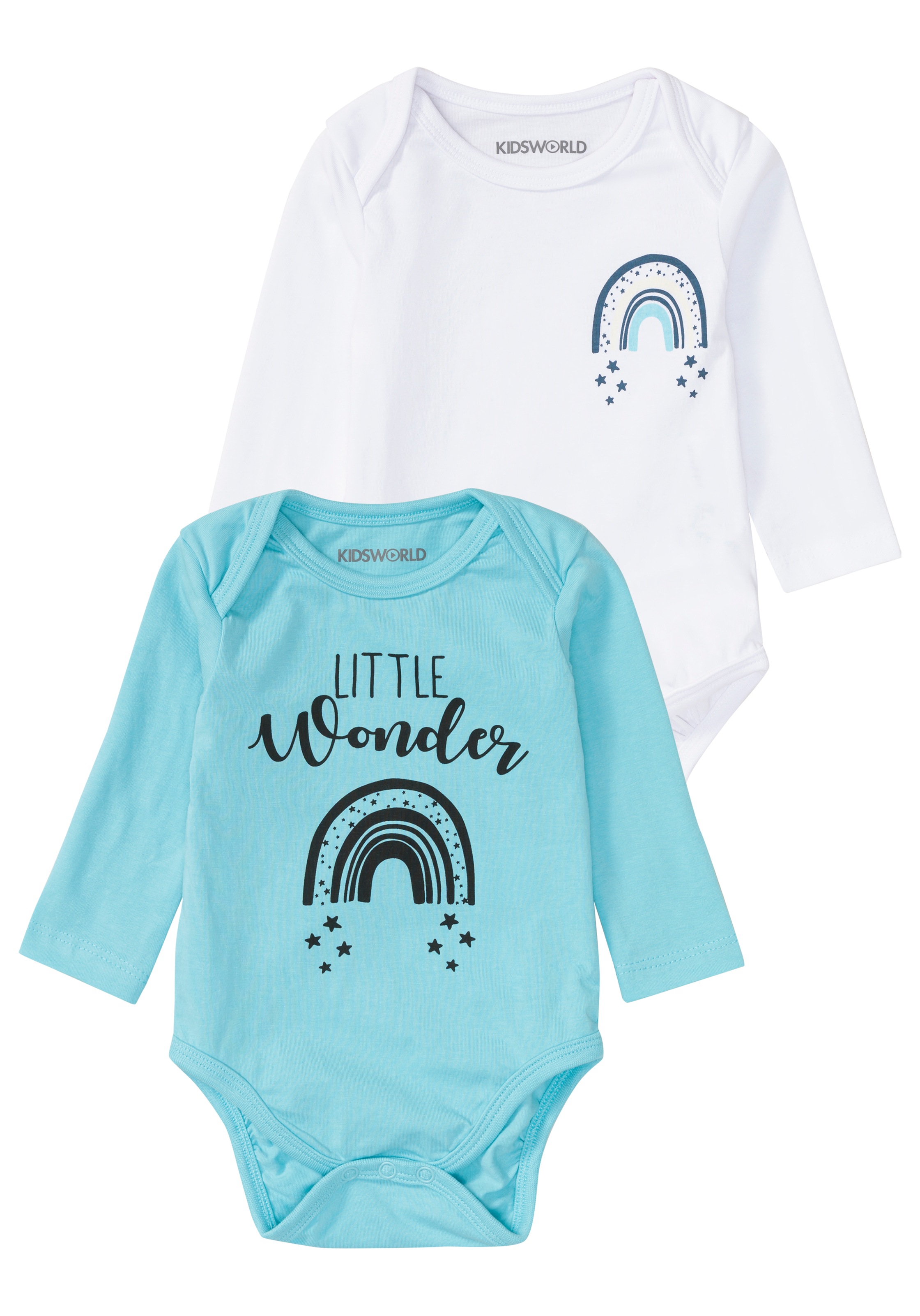 KIDSWORLD Langarmbody »2er Pack Baby-Bodies, Little Wonder«, aus Bio-Baumwolle