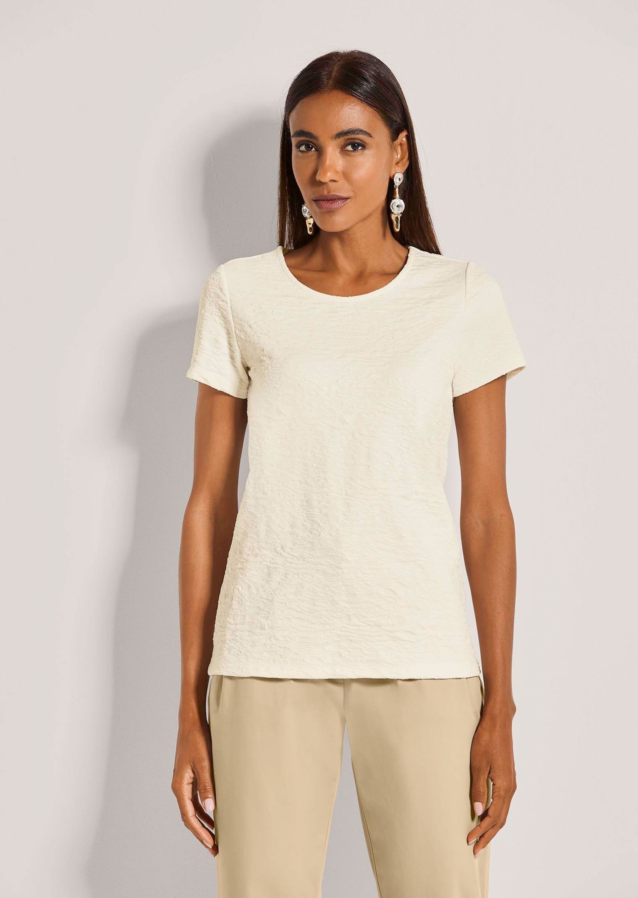 MADELEINE Kurzarmshirt »Shirt Stylisches Blusenshirt mit Rundhals« Crash-Optik