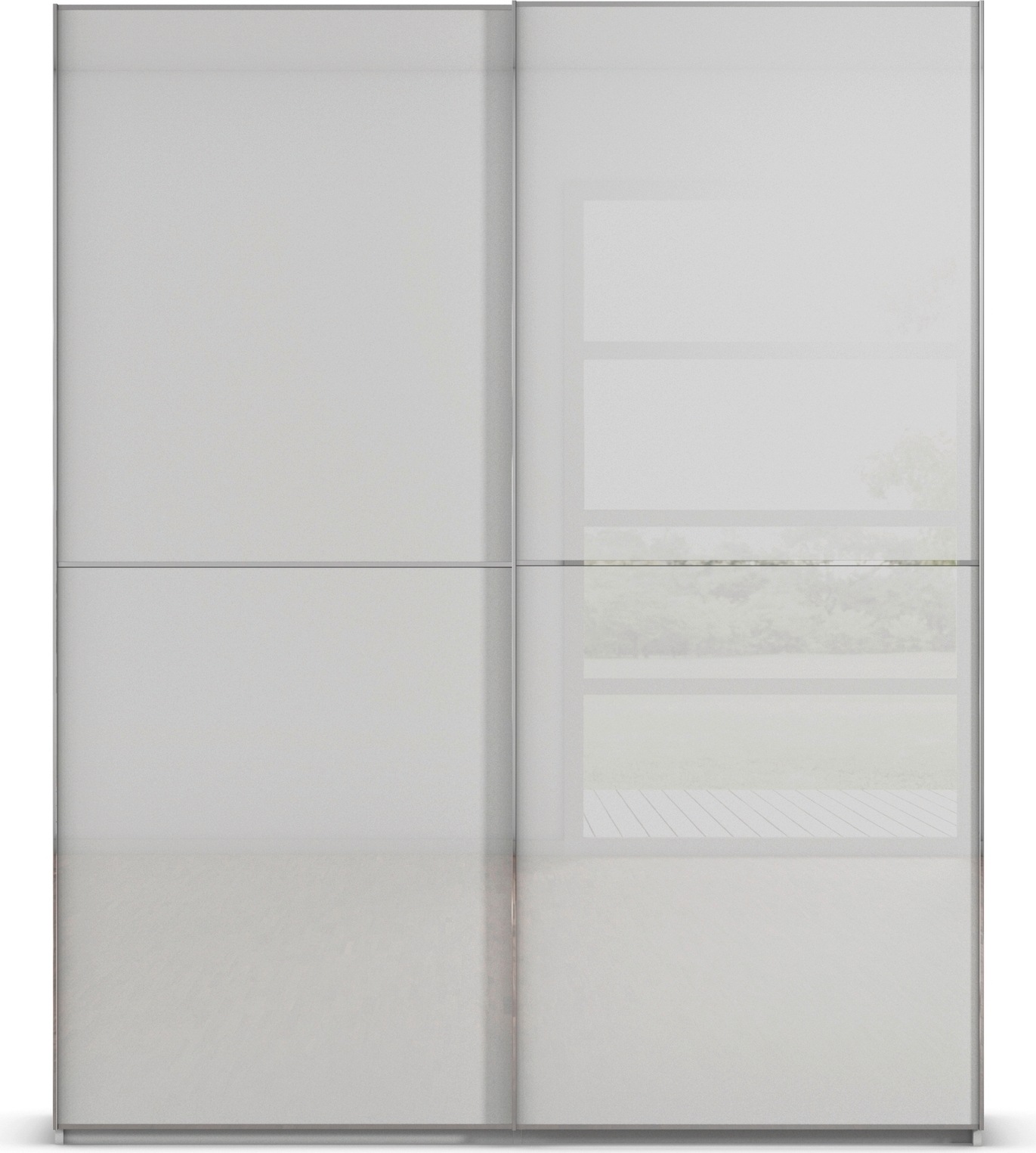 rauch Schwebetürenschrank »Kleiderschrank Schrank Garderobe Schlafzimmerschrank SCALE-DUO« edle zweigeteilte Türen Glas-Front mit 3 Zierleisten MADE IN GERMANY