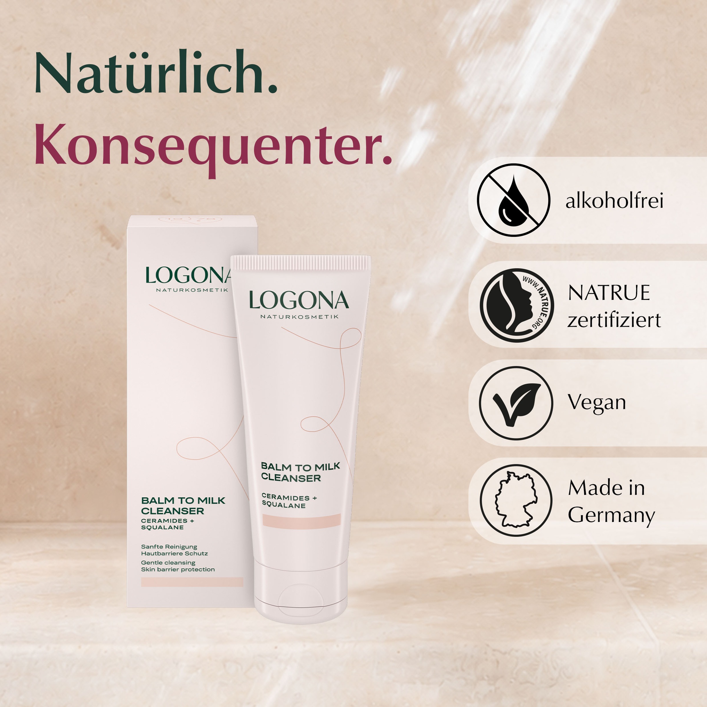 LOGONA Gesichtsreinigungsgel »BALM TO MILK CLEANSER« Balm-to-Milk-Textur, für Gesicht und Augenpartie
