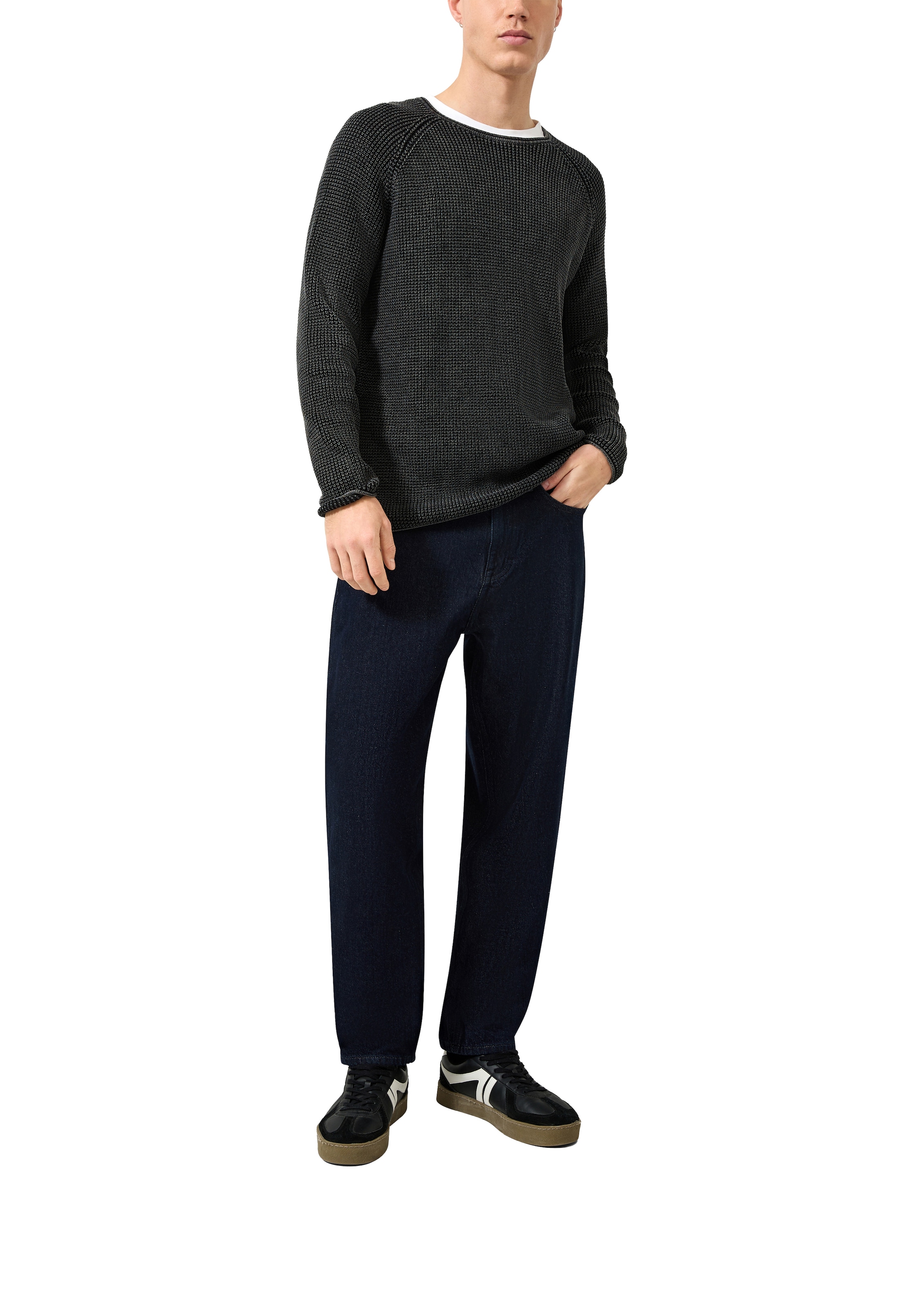 QS Strickpullover Winterpullover in Strick-Optik und Rundhals