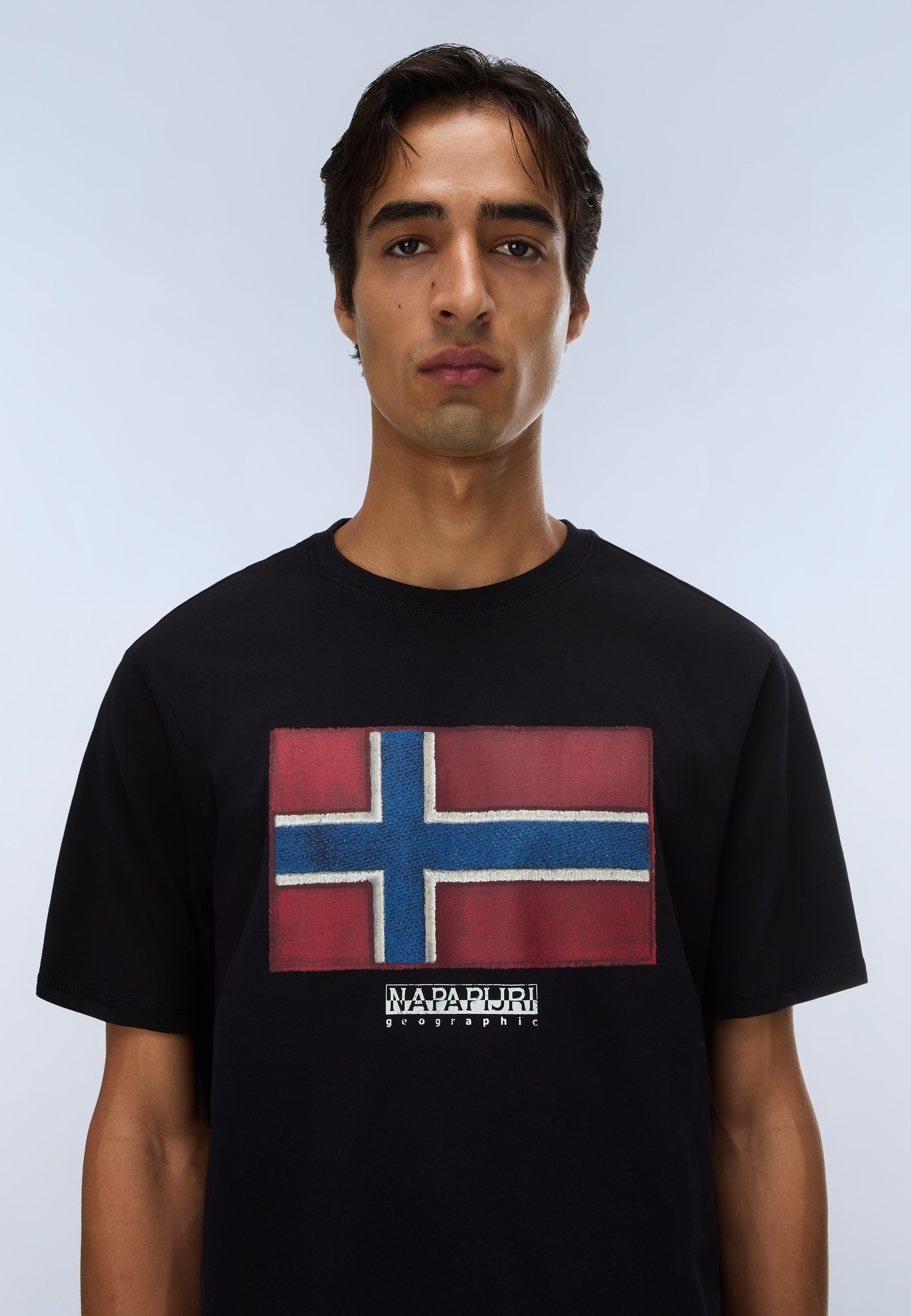 Napapijri T-Shirt »S-FLAG TIKI SS BLACK BEAUTY« mit Rundhalsausschnitt, aus Baumwolle, T-Shirt-Schnitt, normale Länge