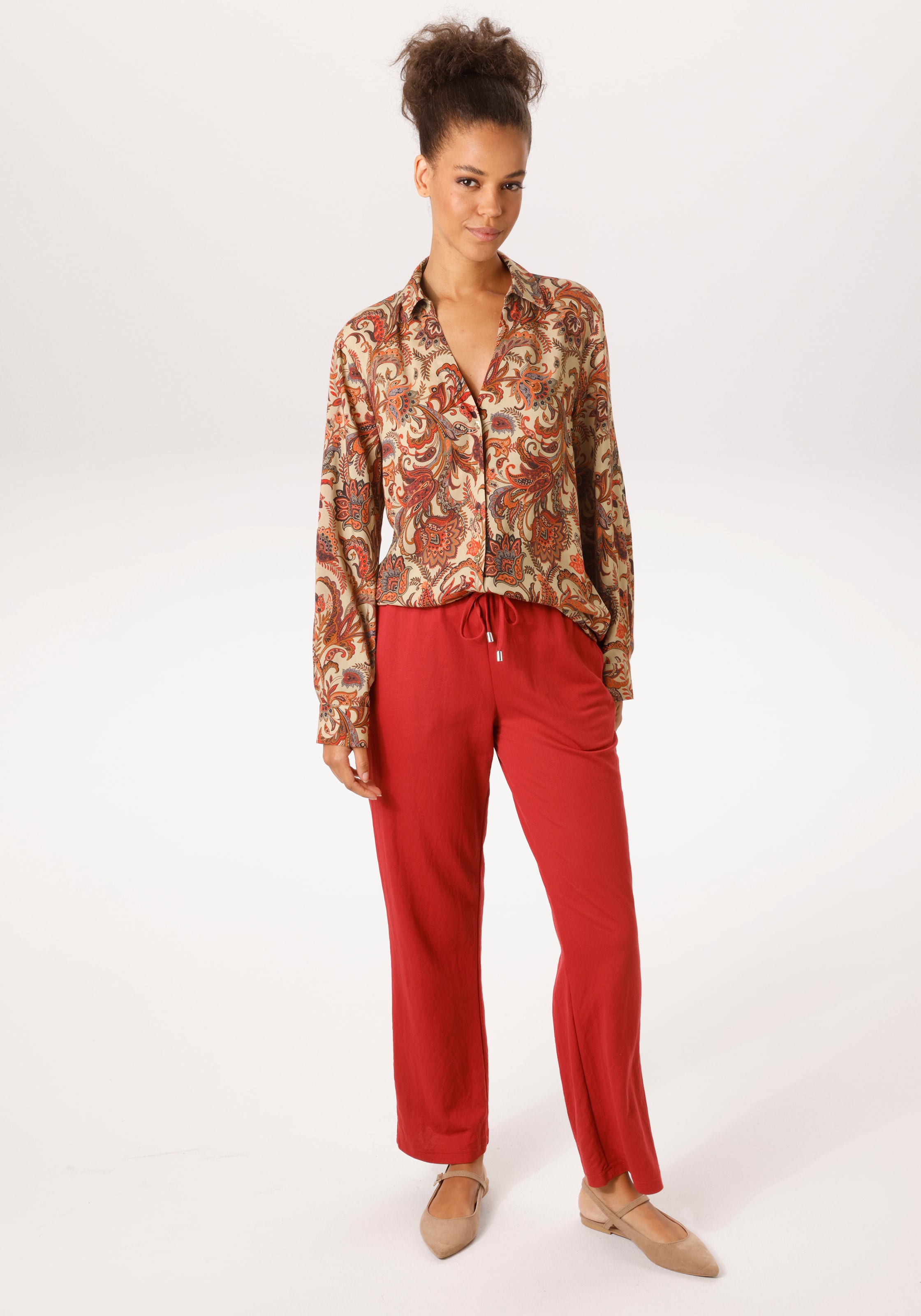 Aniston CASUAL Hemdbluse mit fantasievollem Blumendruck- jedes Teil ein Unikat - NEUE KOLLETION