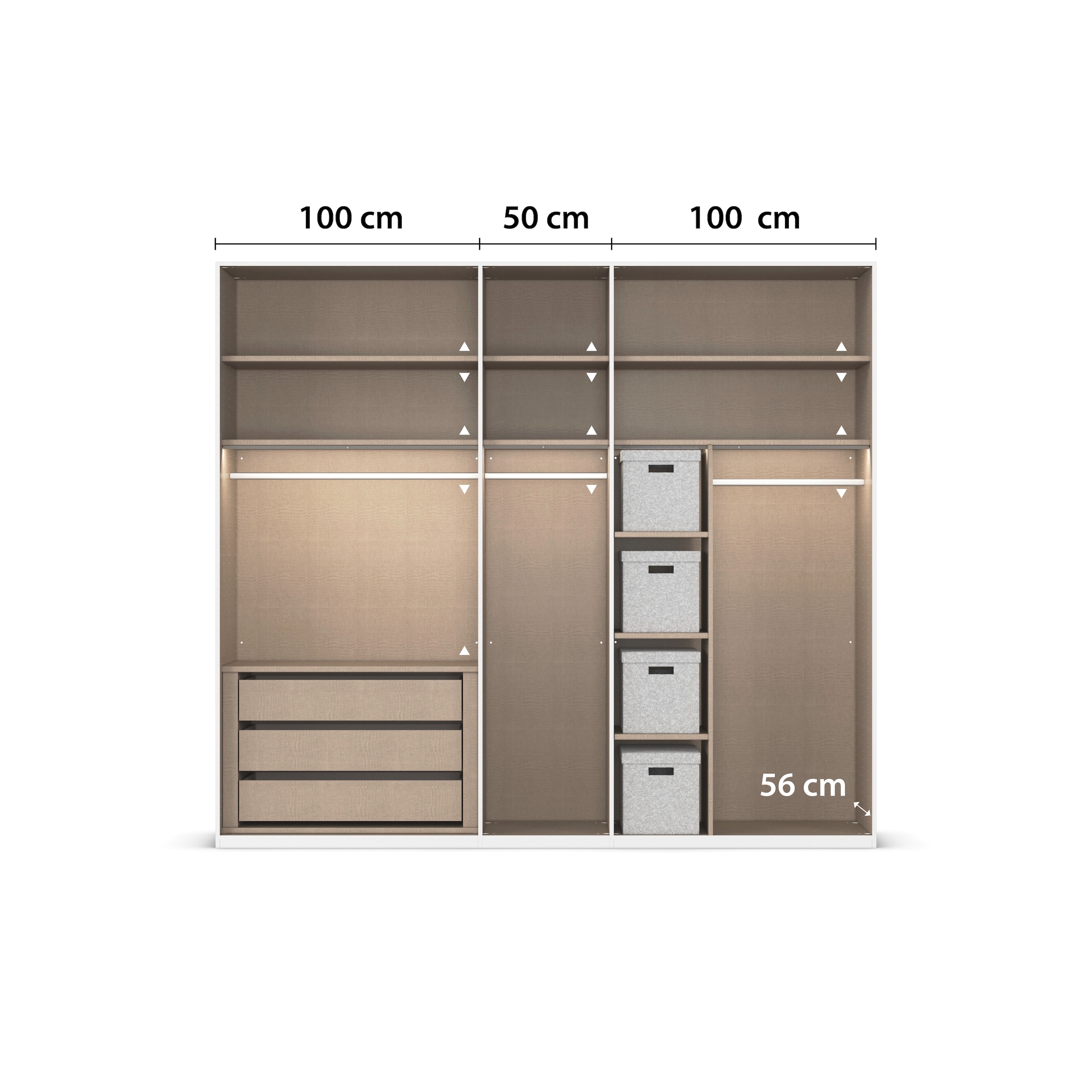 LeGer Home by Lena Gercke Kleiderschrank »Schrank Garderobe Ankleide Schlafzimmer Flur Serina«, (in 3 verschiedenen Ausstattungen BASIC/CLASSIC/PREMIUM), in 6 Breiten (101 - 401 cm) mit Front Glas oder Dekor MADE IN GERMANY