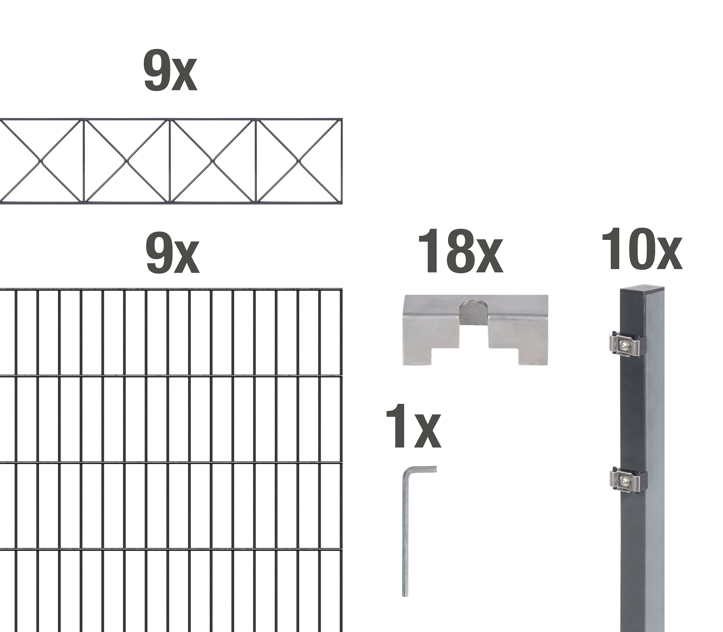 Alberts Doppelstabmattenzaun »Nexus« anthrazit in grau, Größe H/L: 160 cm x 18 m