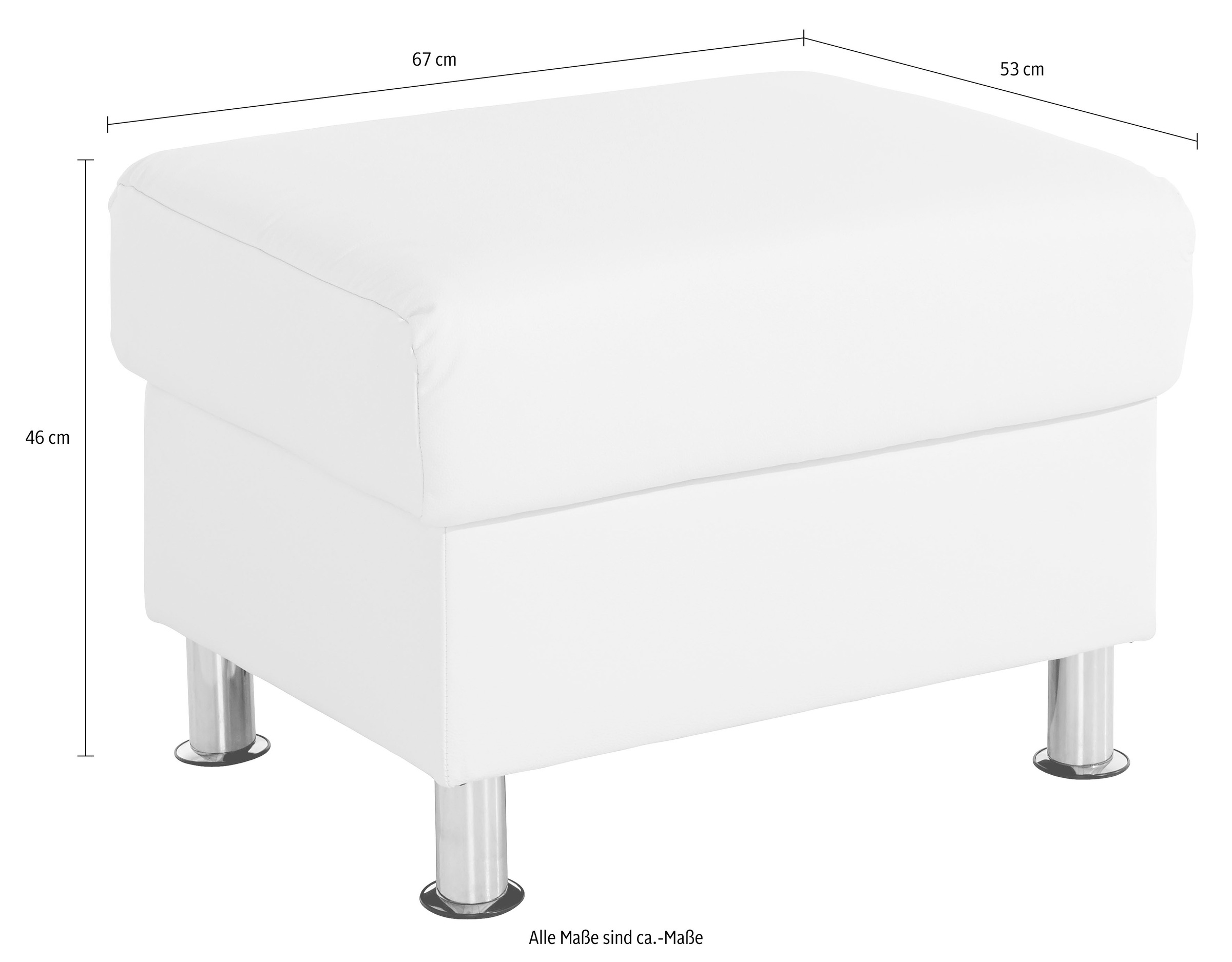 TRENDMANUFAKTUR Hocker »Rondo, Polsterhocker zur Serie, Breite 67 cm, Füße chromfarben«, Fußhocker wahlweise mit Federkern, in verschiedenen Bezügen bestellbar