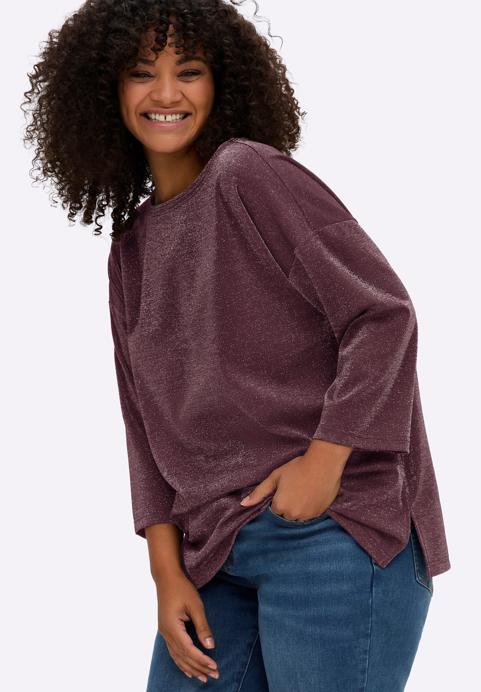 Sheego Sweatshirt »Sweatshirt Sweatshirt aus Glitzergarn«

