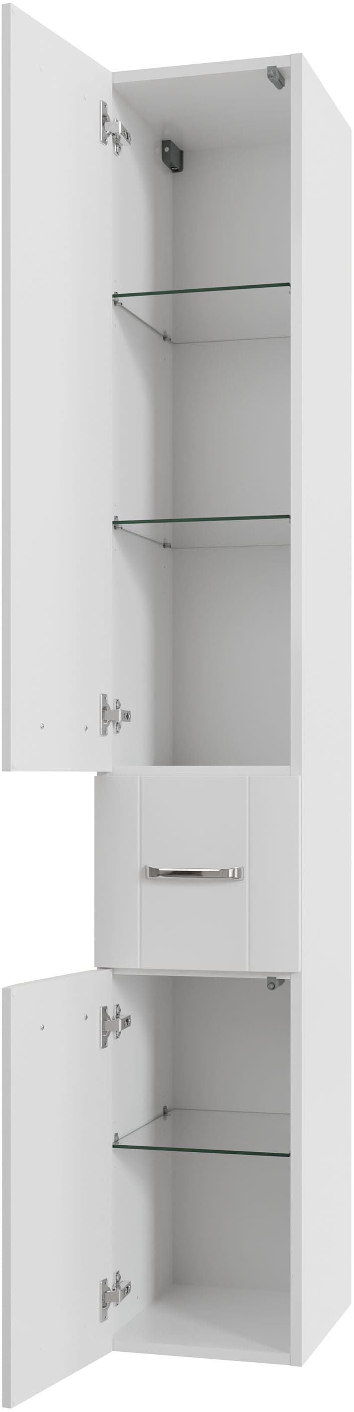 Saphir Badmöbel-Set »Badmöbel-Set Serie 3006 5-teilig Keramik-Waschtisch mit Spiegelschrank«, (6 St.), Badezimmer-Set mit Unterschrank, Hängeschrank, Hochschrank, Türdämpfer