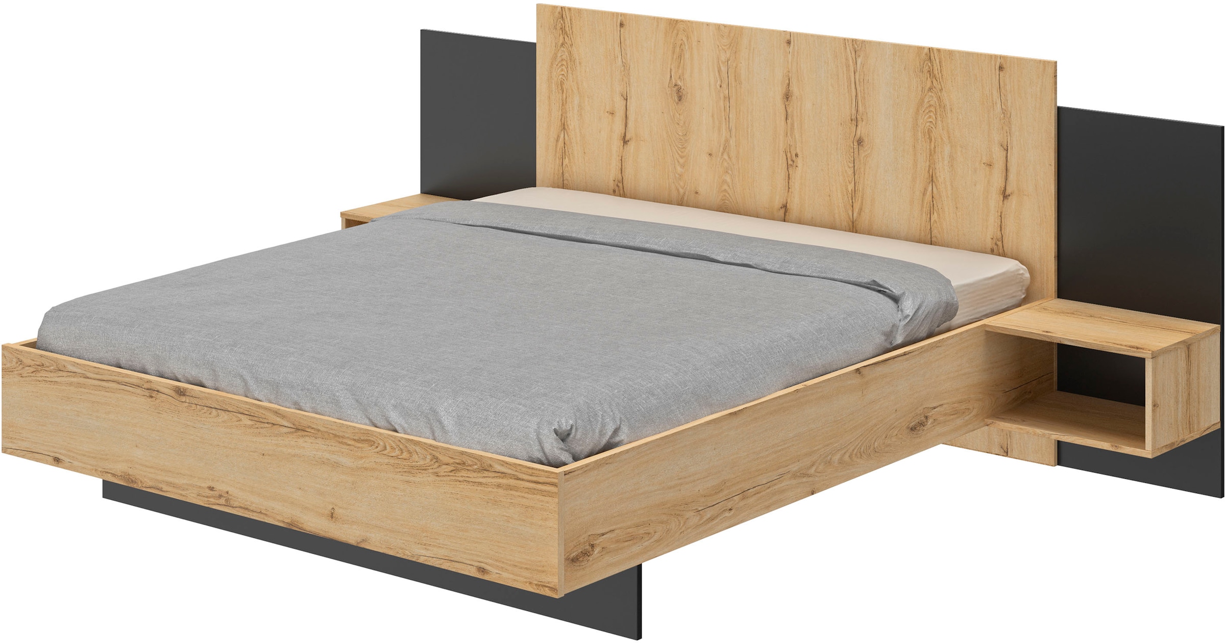 Gami Bett »Mimizan« mit 2 Nachttischen in braun, Größe Liegefläche B/L: 160 cm x 200 cm