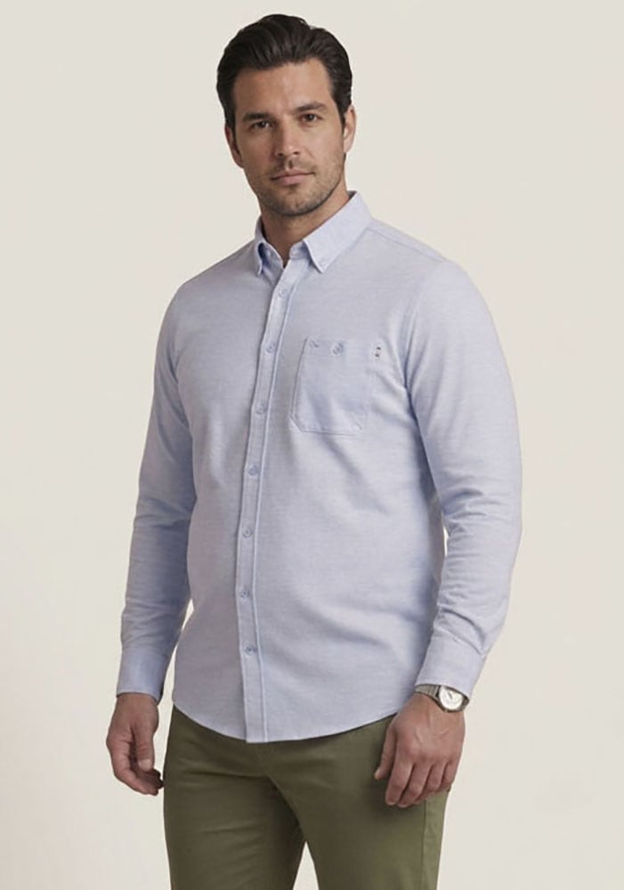Man's World Plus Langarmhemd »aus softem Baumwoll-Jersey« Regular Fit, Maximaler Komfort, zeitloser Hemdenstil
