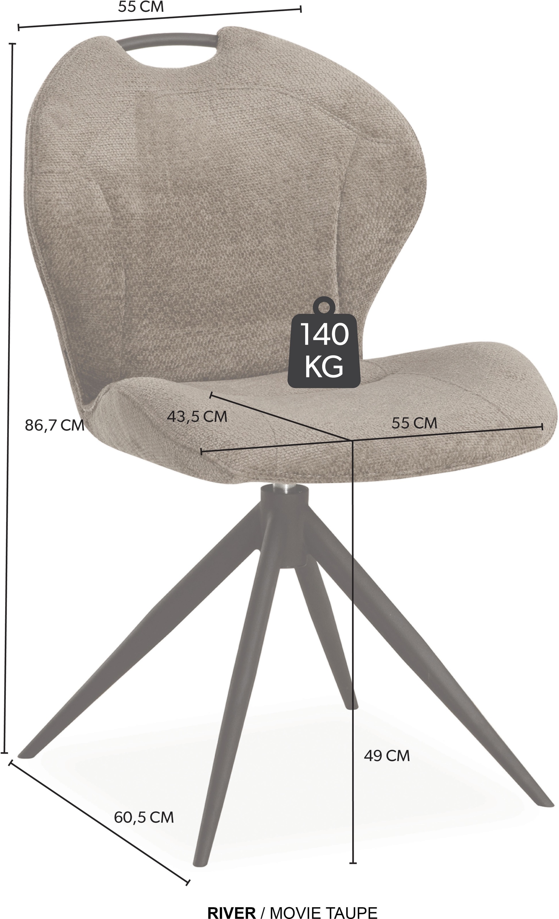 OMG Design Esszimmerstuhl »River« (Set) 2 Stk.Drehstuhl mit auto-return, mit Handgriff