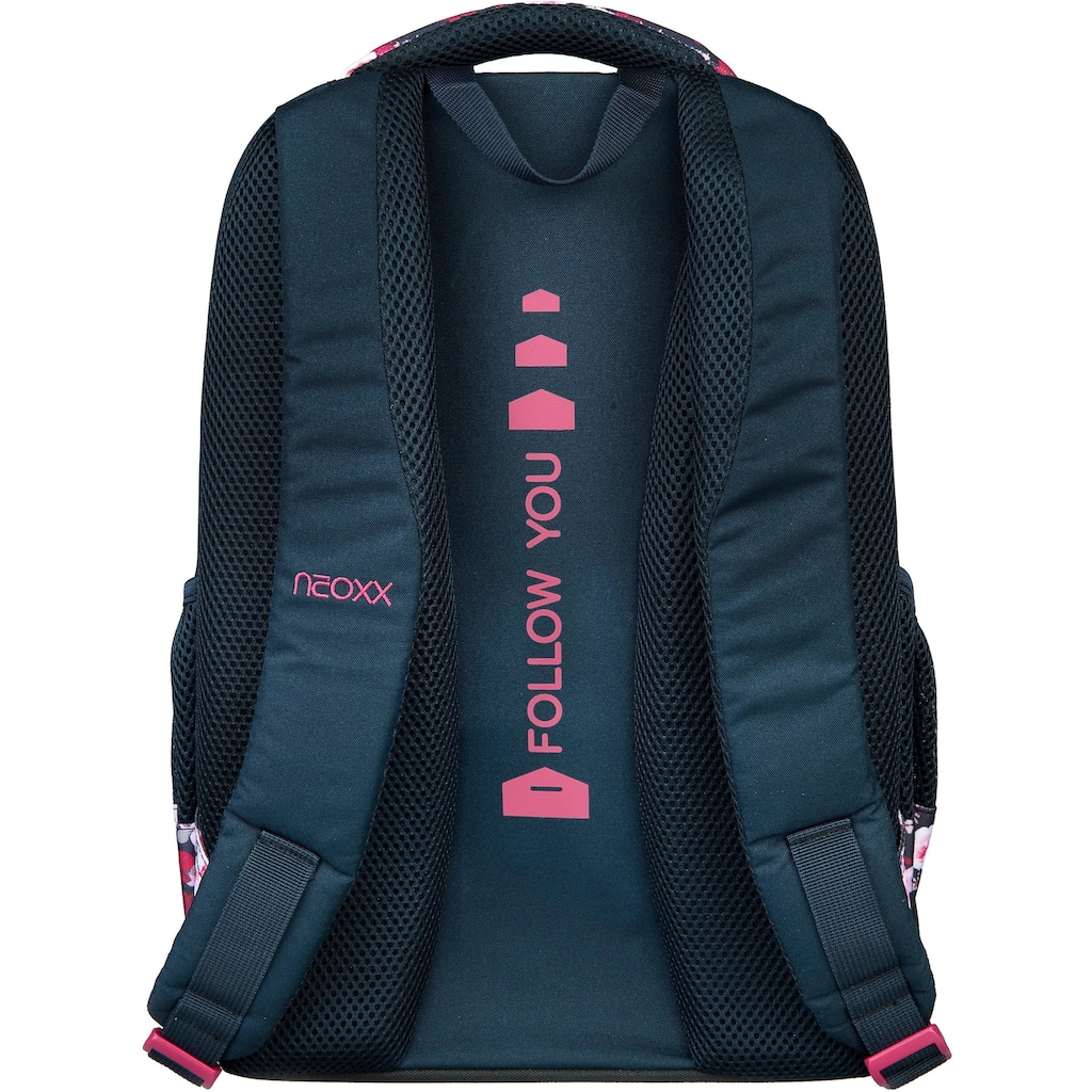 neoxx Schulrucksack »Fly, My Heart Blooms«, Reflektionsnaht