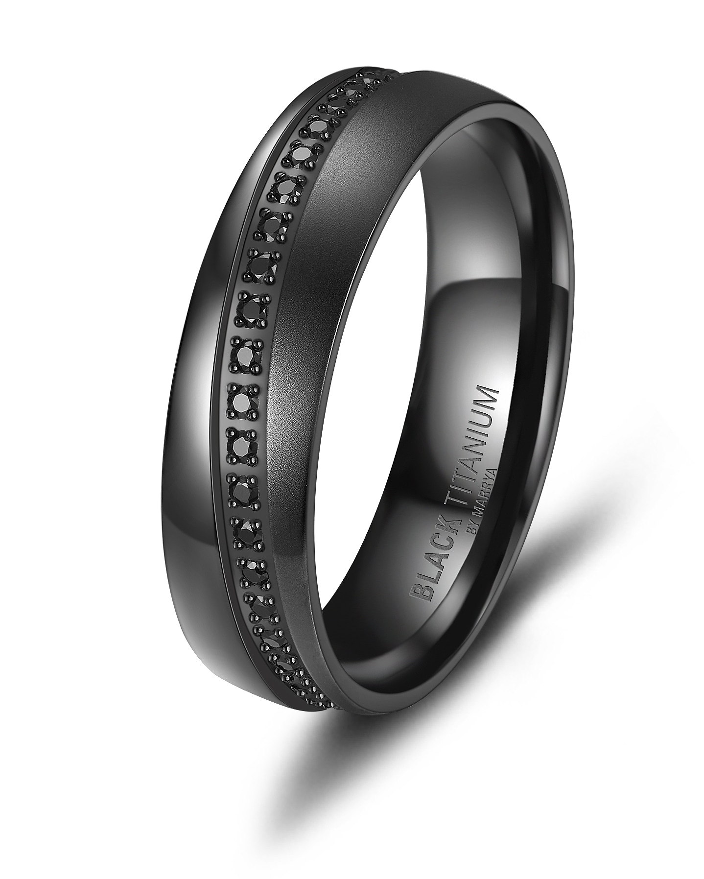 Marrya Partnerring »BLACK TITANIUM by MARRYA Black Titanium - Zirkonium Ringe Trauringe Eheringe Partnerringe«