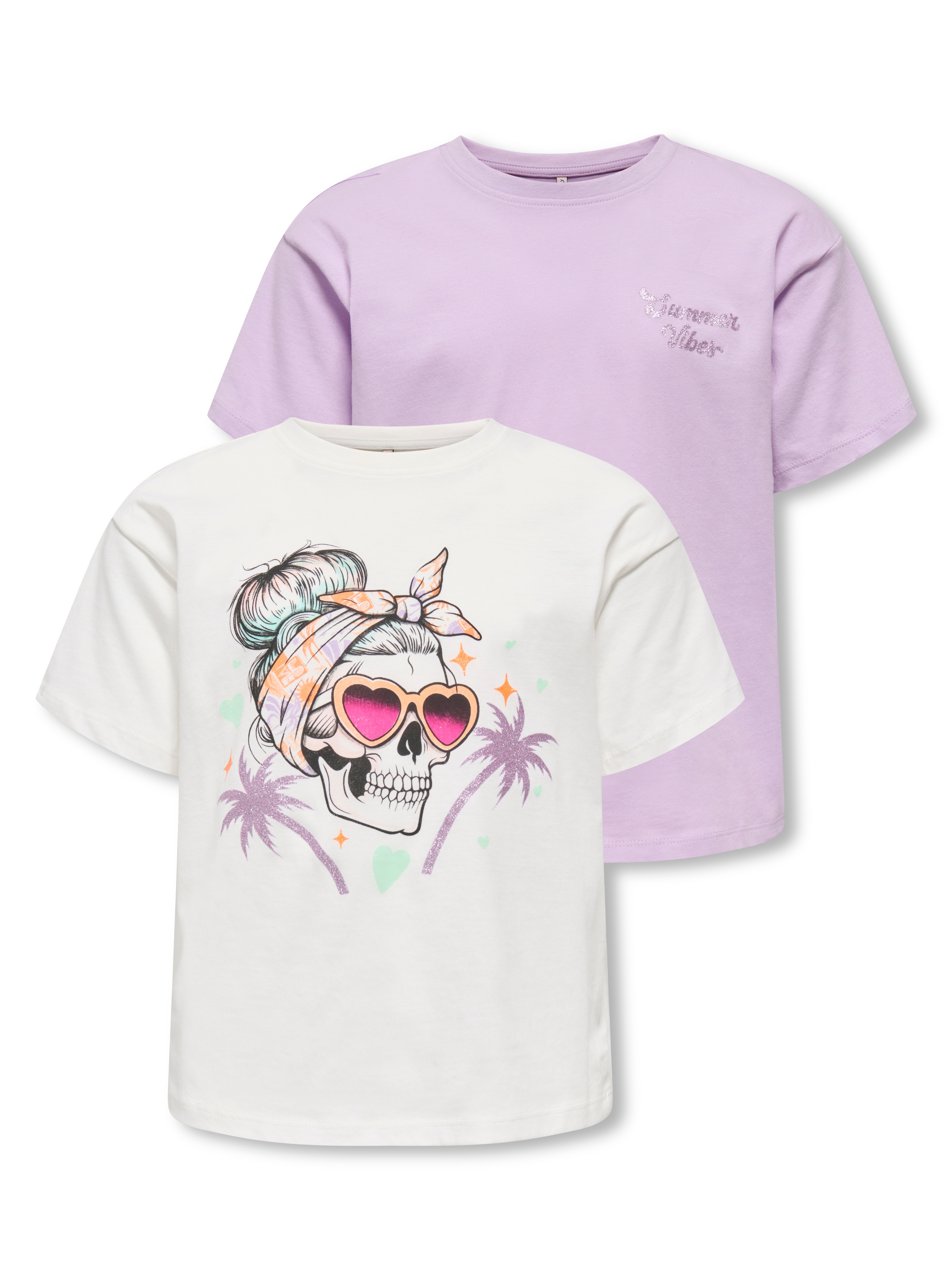 KIDS ONLY T-Shirt »KOGMAIKEN LIFE SKULL SS TOP JRS 2-PACK« Packung, 2 mit unterschiedlichen Frontprints