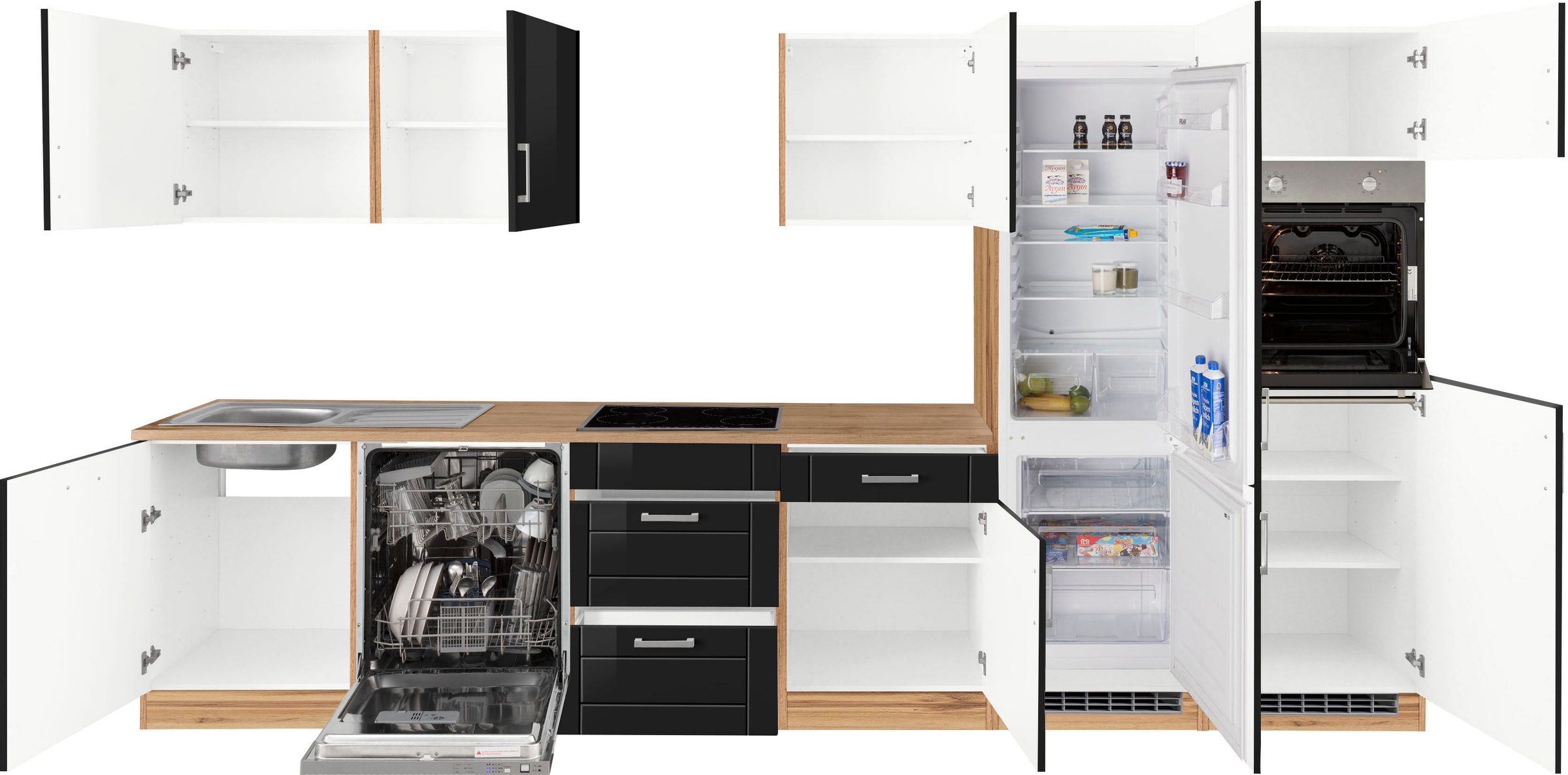 KOCHSTATION Küchenzeile »KS-Tinnum« ohne E-Geräte, Breite 360 cm