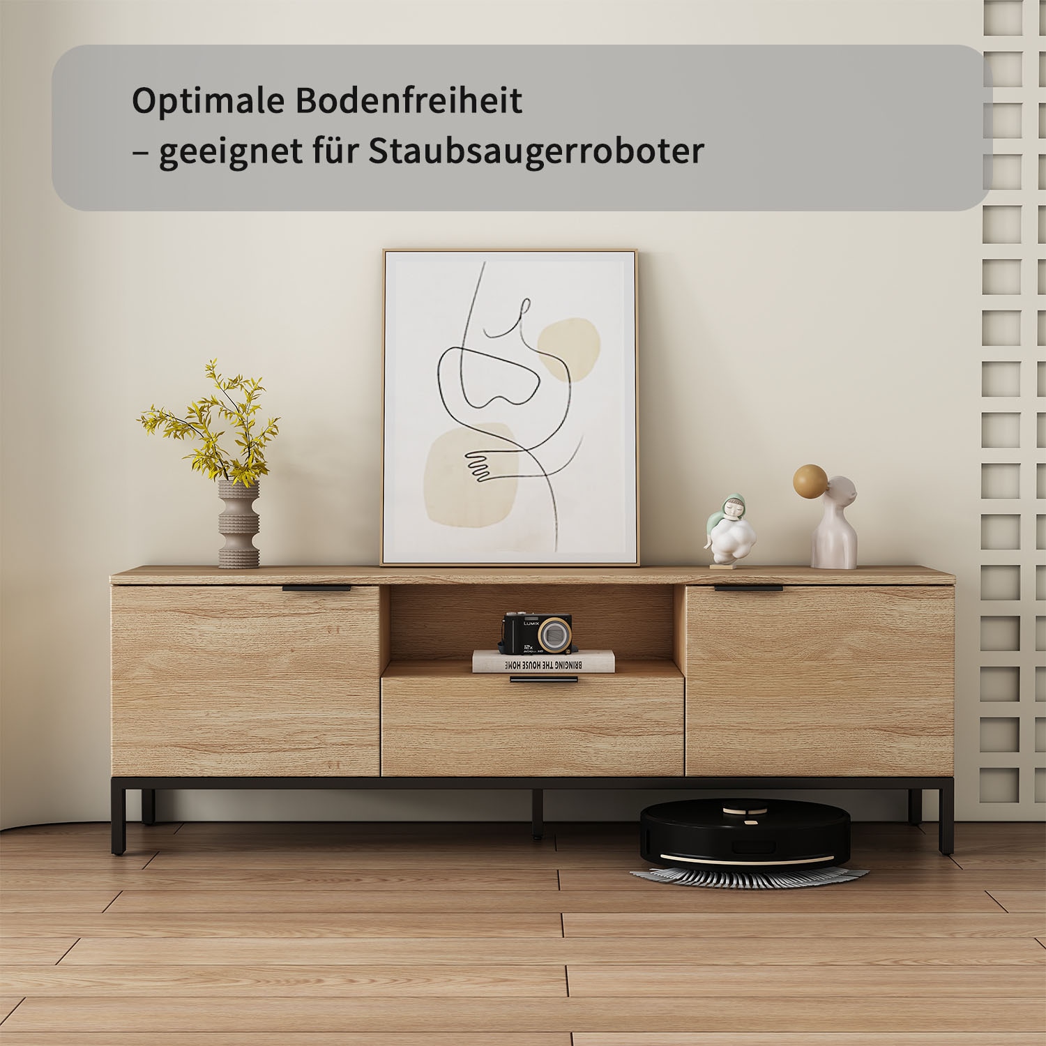 OTTO home TV-Board »Jorinde« Melaminoberfläche, flexibler Stauraum und robustes Metallgestell