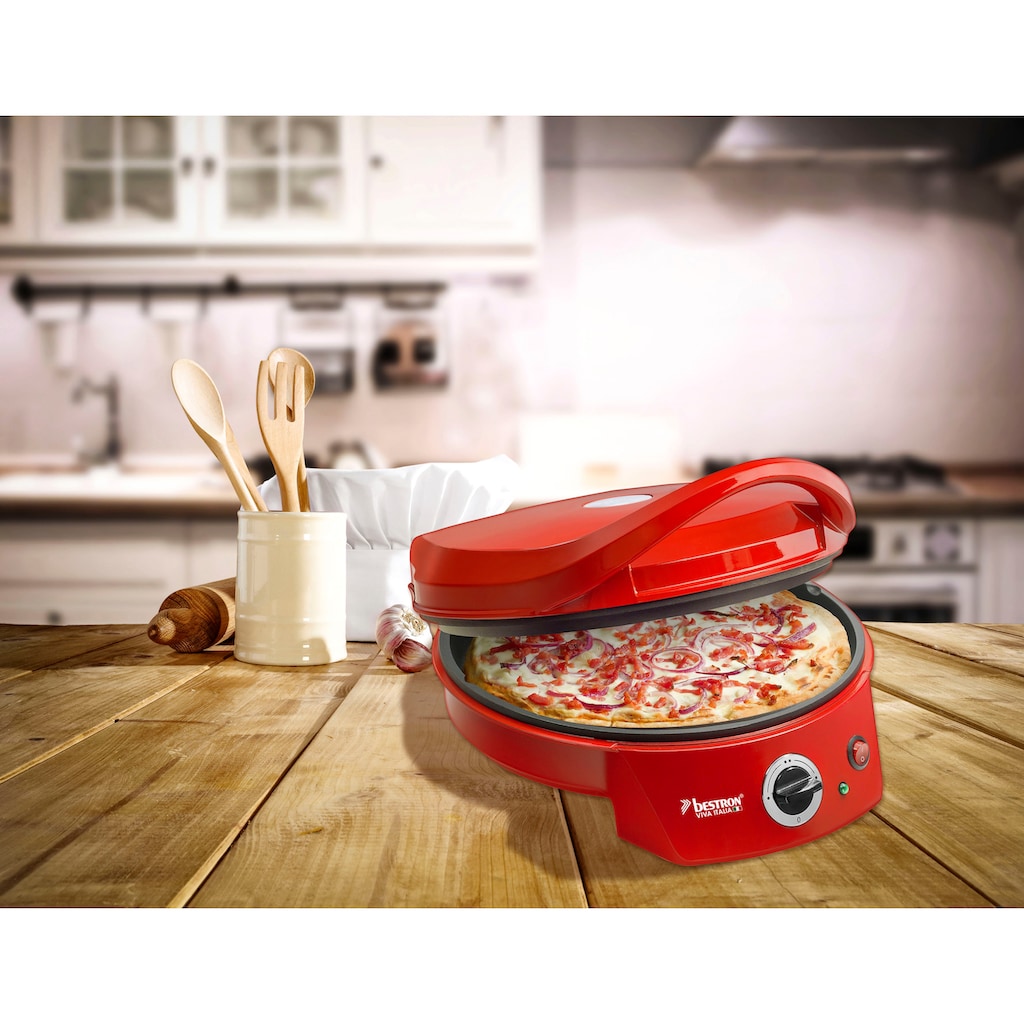 bestron Pizzaofen »APZ400 Viva Italia«, Ober-/Unterhitze, Bis max. 180°C, 1800 Watt, Rot