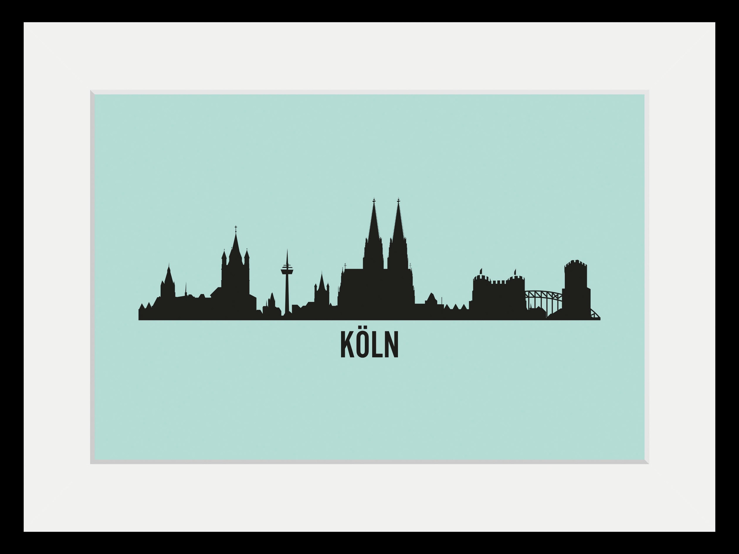 queence Bild »Köln Skyline«, Städte-Stadt-Deutschland-Köln-Kirche-Gebäude, (1 St.), HD Premium Poster-Druck inkl. Holzrahmen
