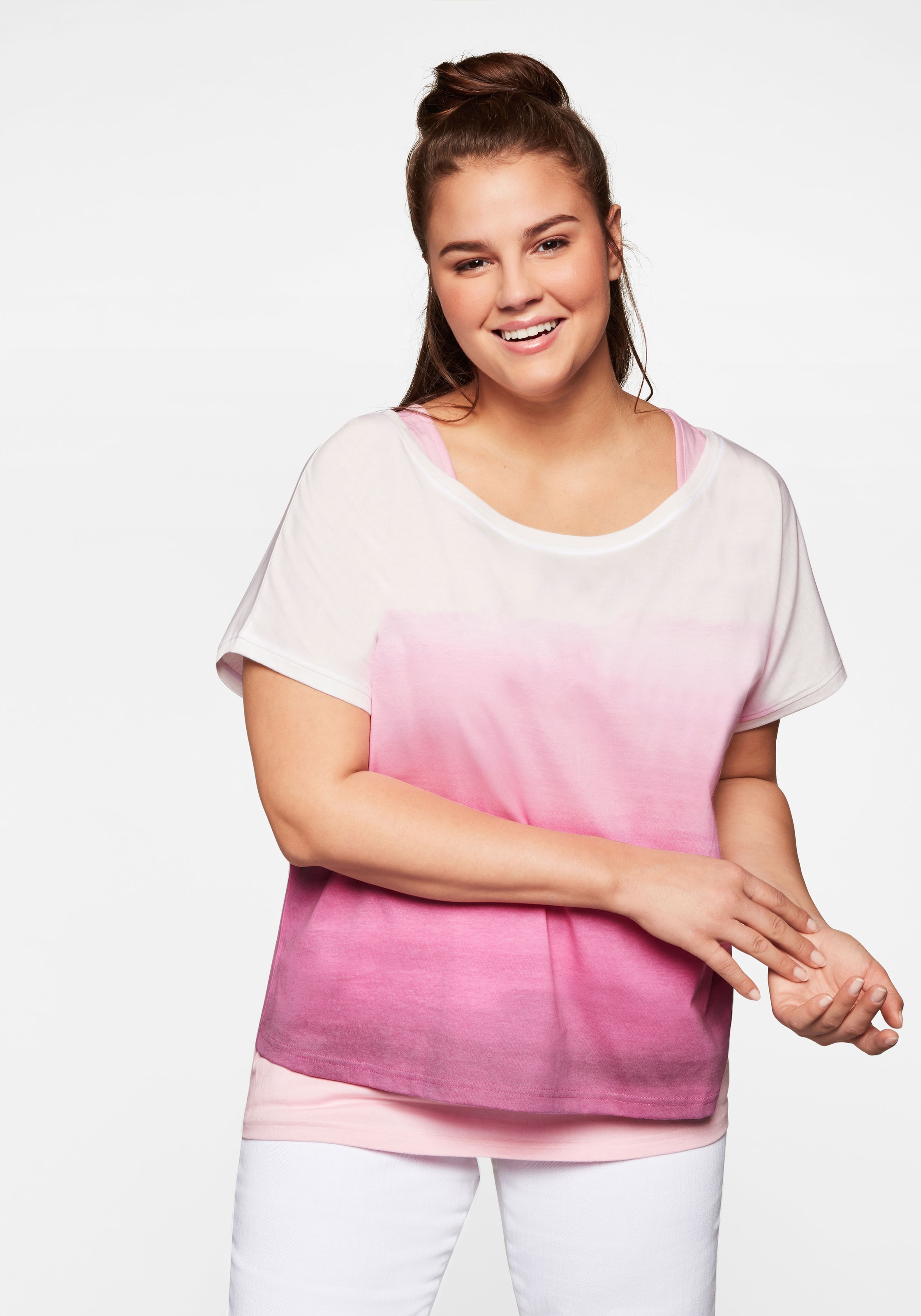 Sheego T-Shirt, 2-tlg in Batikoptik