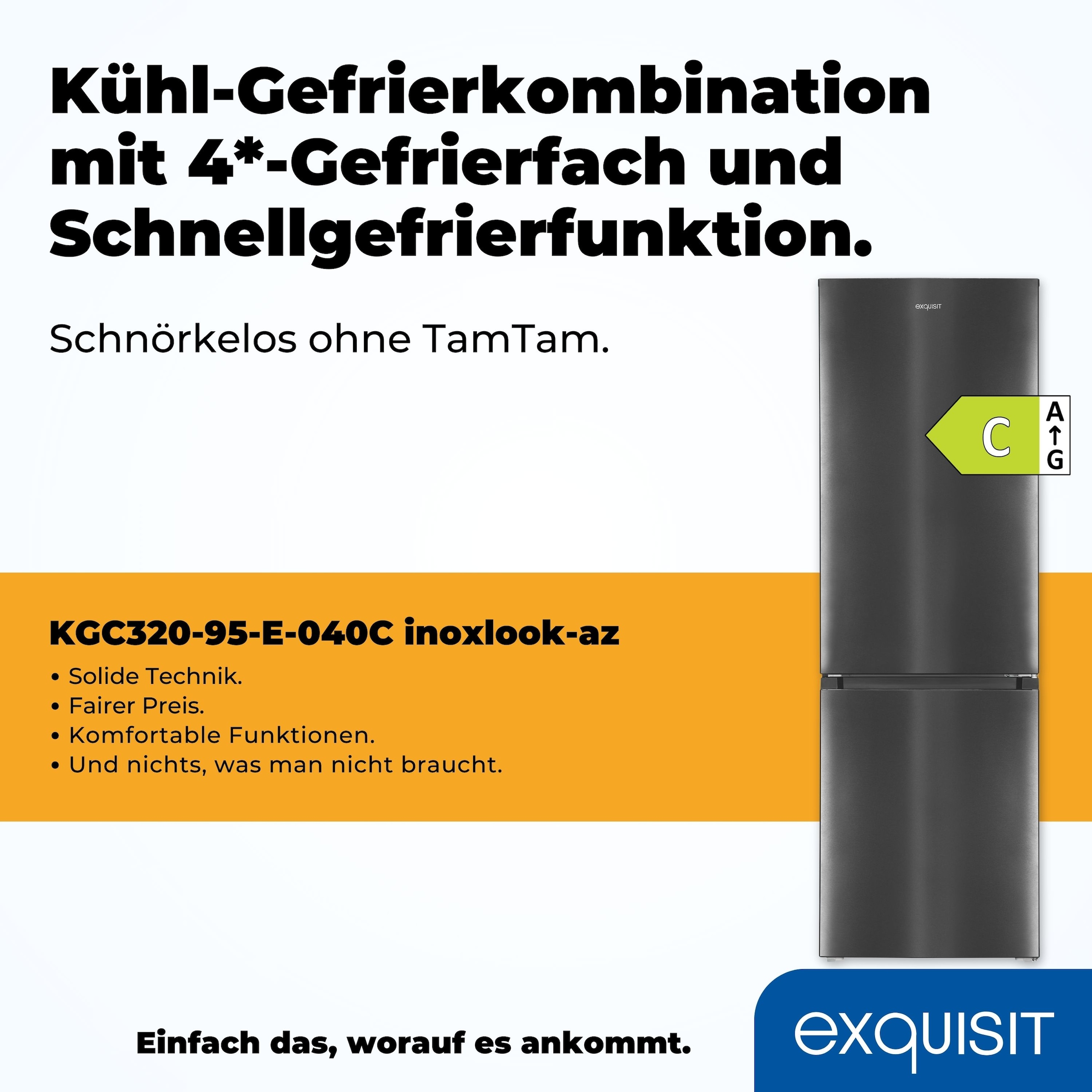 exquisit Kühl-/Gefrierkombination »KGC320-95-E-040C«, 315 Liter Nutzinhalt, Elektronische Steuerung