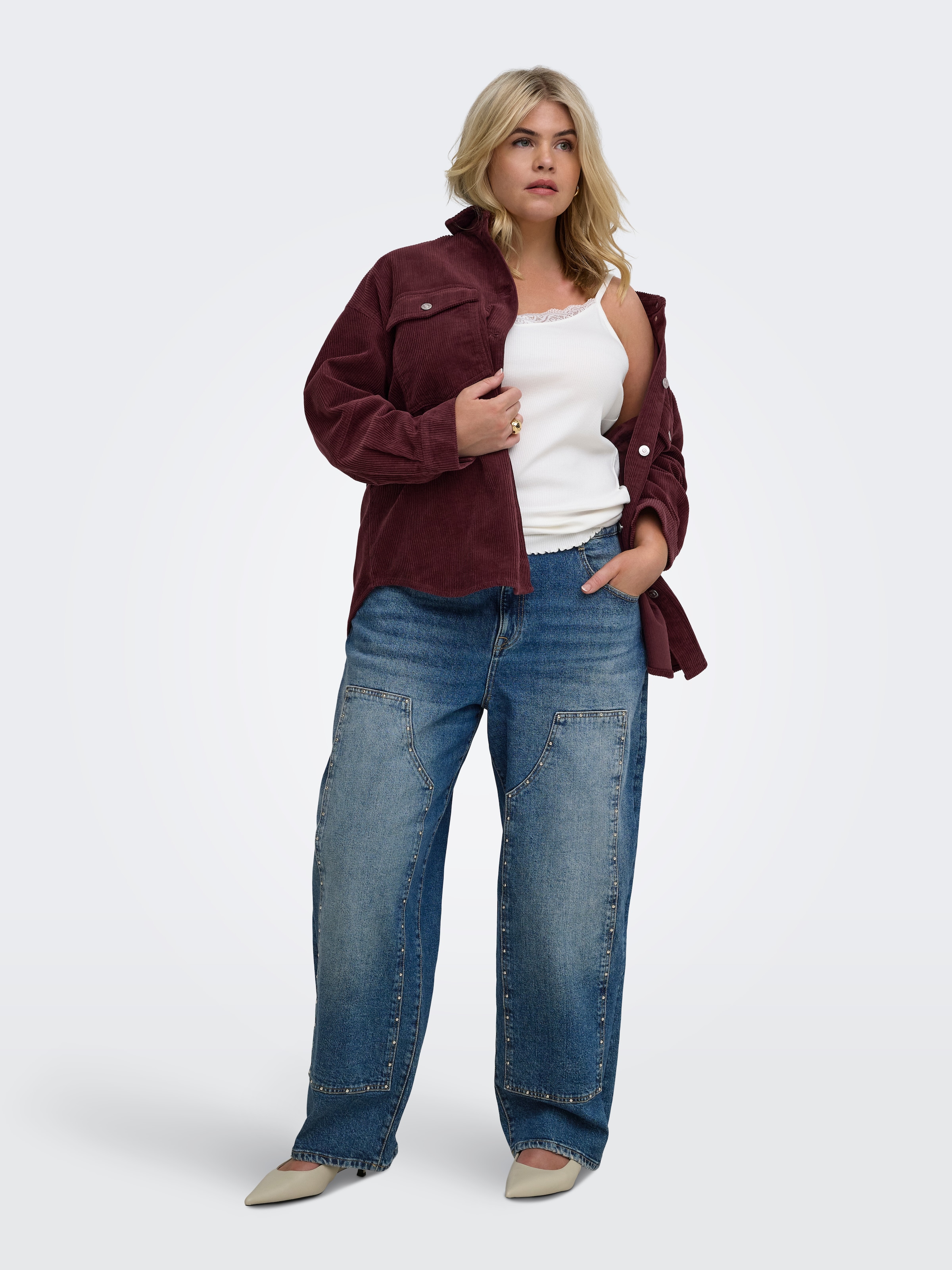ONLY CARMAKOMA Langarmbluse »CARTIGGY L/S CORD SHACKET PNT NOOS« Baumwolle, Cord