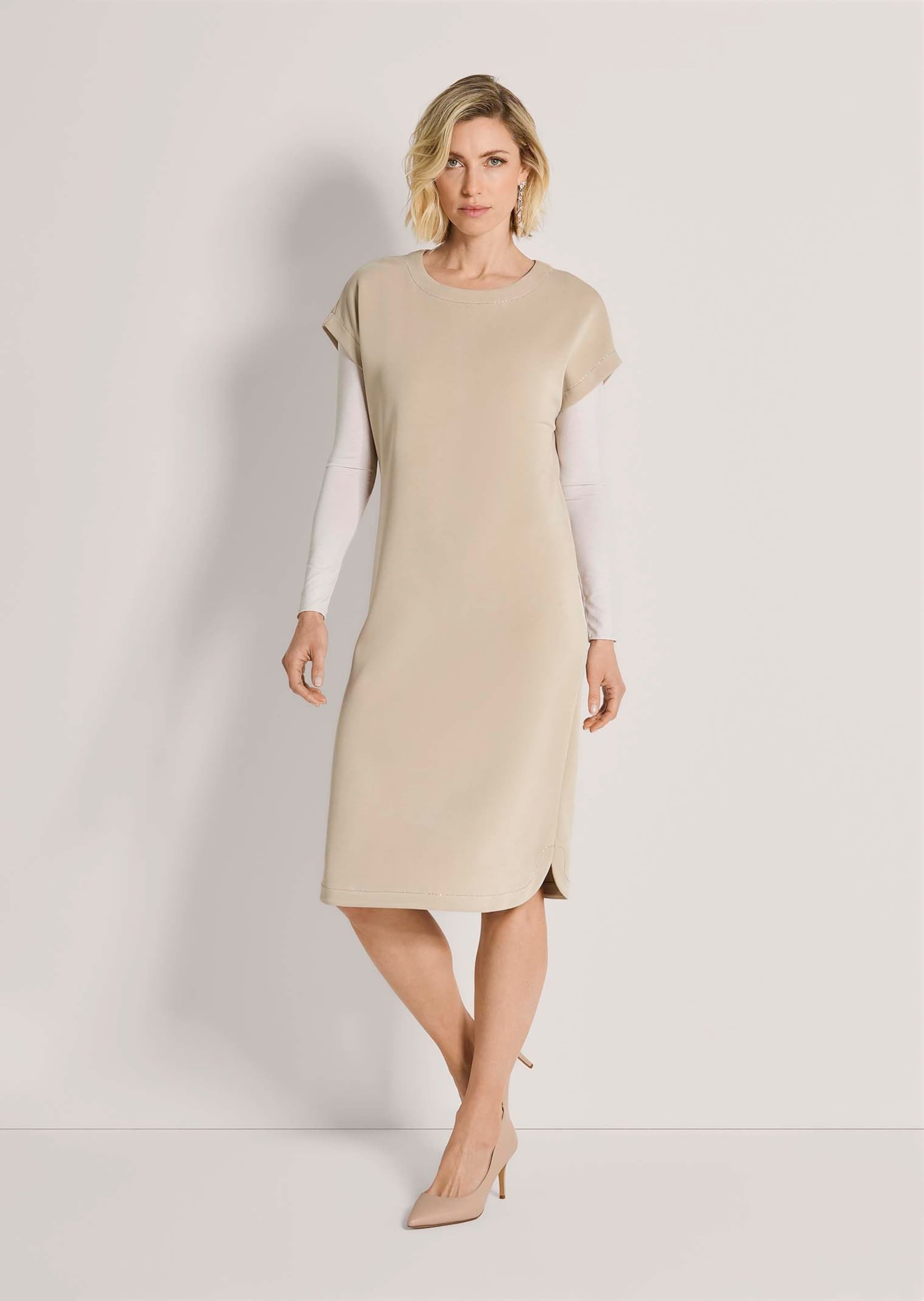 MADELEINE Midikleid »Kleid Ärmelloses Sweatkleid mit Perlenband« Ohne Tasche