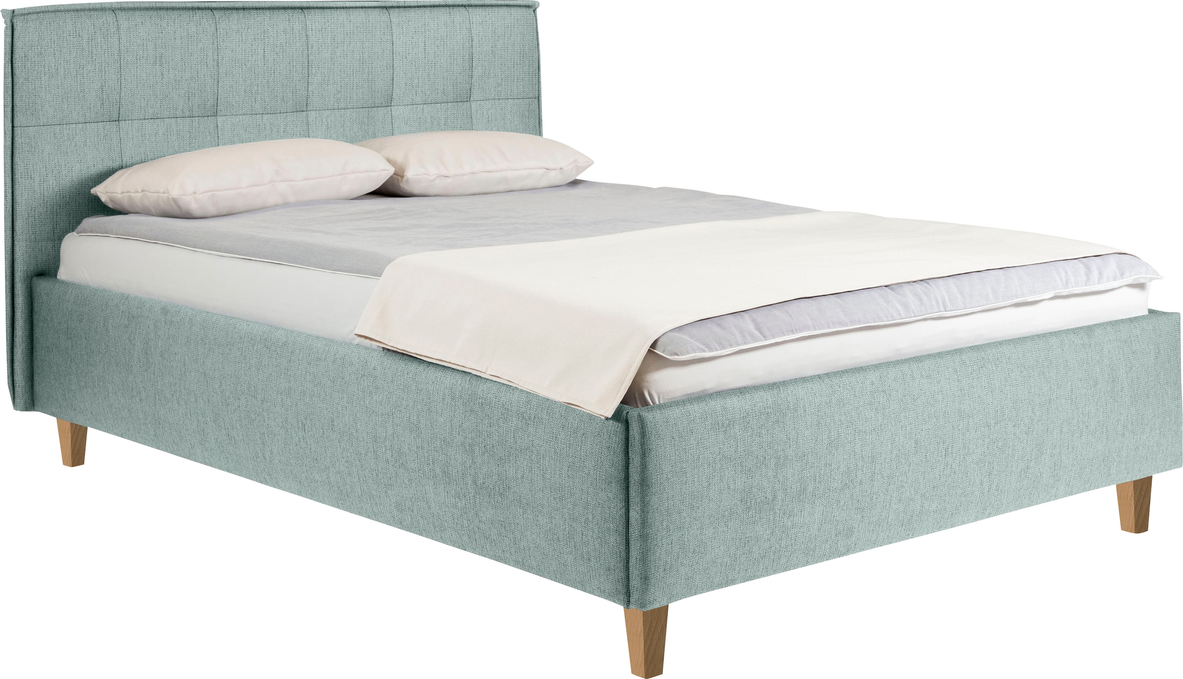 alina Polsterbett »Hakon« wahlweise mit Matratze und Lattenrost, Füße in Buche natur