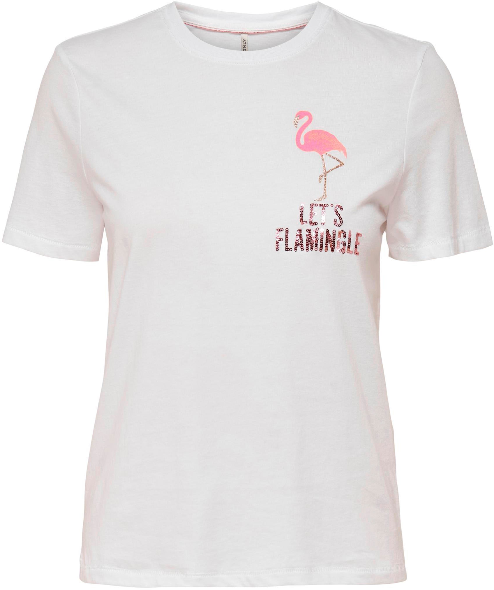 Only Rundhalsshirt »ONLKITA REG S/S FLAMINGLE TOP«