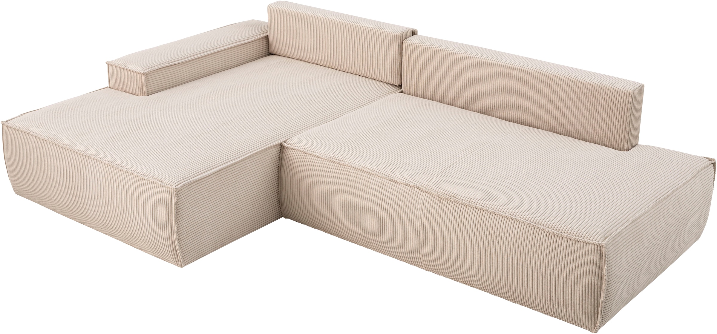 Home affaire Ecksofa »SHERWOOD, Schlafsofa in L-Form offen (275cm), Cord, Leinenoptik«, Schlaffunktion und Bettkasten, Kedernaht, hoher Sitz- & Liegekomfort