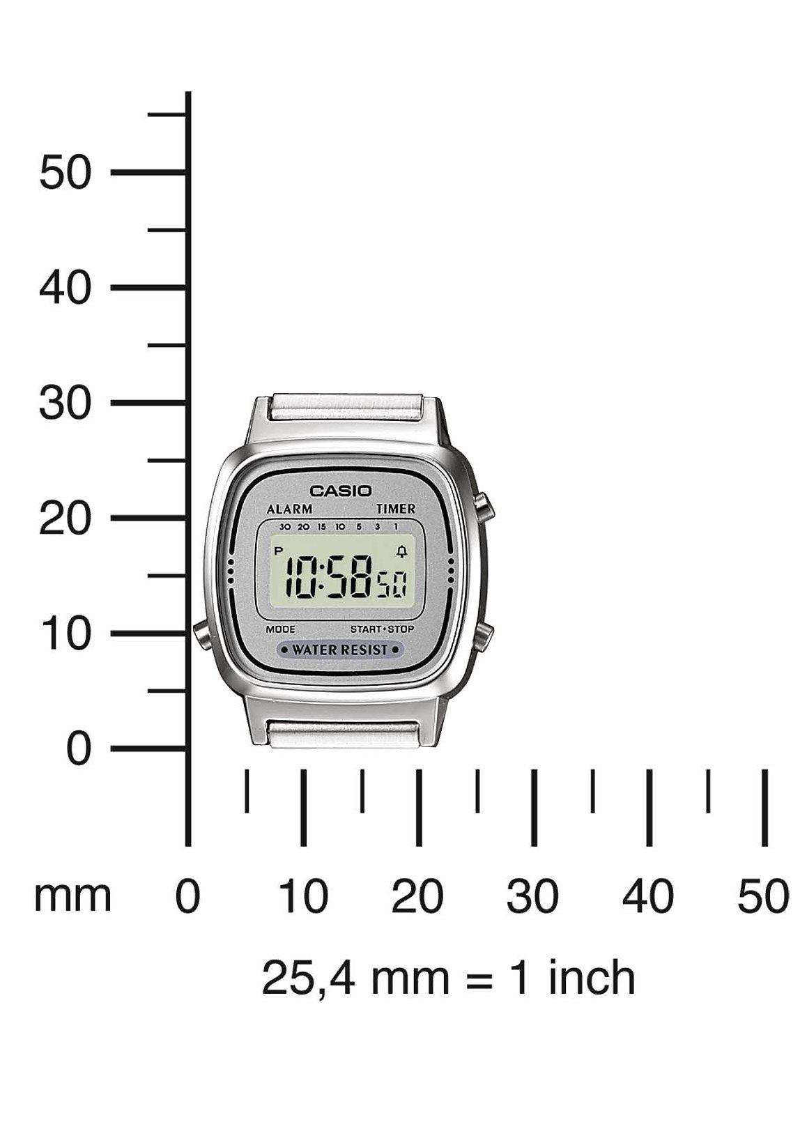 CASIO VINTAGE Chronograph, Quarzuhr, Armbanduhr, Damenuhr, Digitaluhr, Datum, Edelstahlarmband