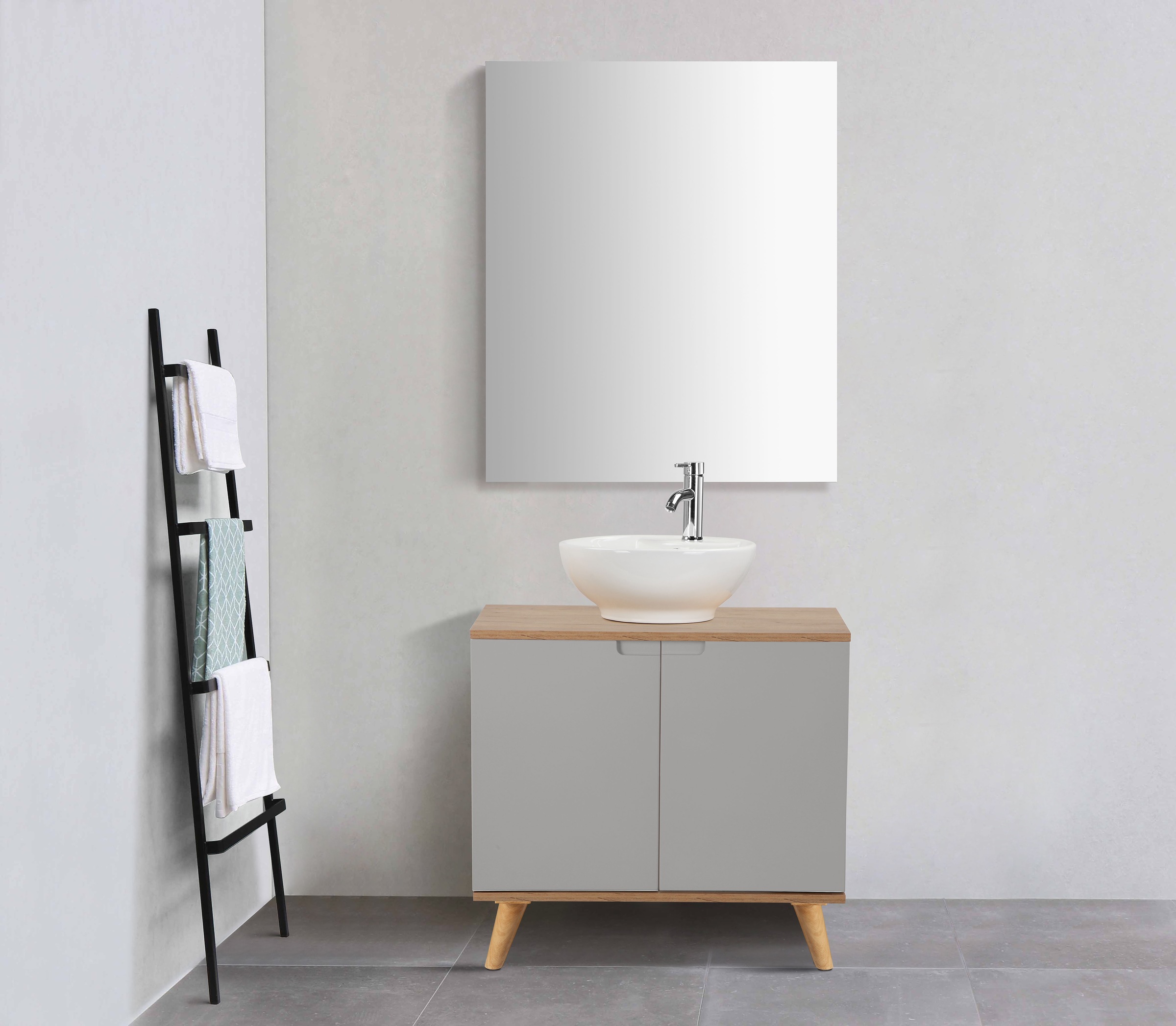 welltime Badspiegel »Lund Badezimmerspiegel Spiegelschrank ohne LED Beleuchtung«, Spiegel Breite 58cm klassisches Design fürs Badezimmer
