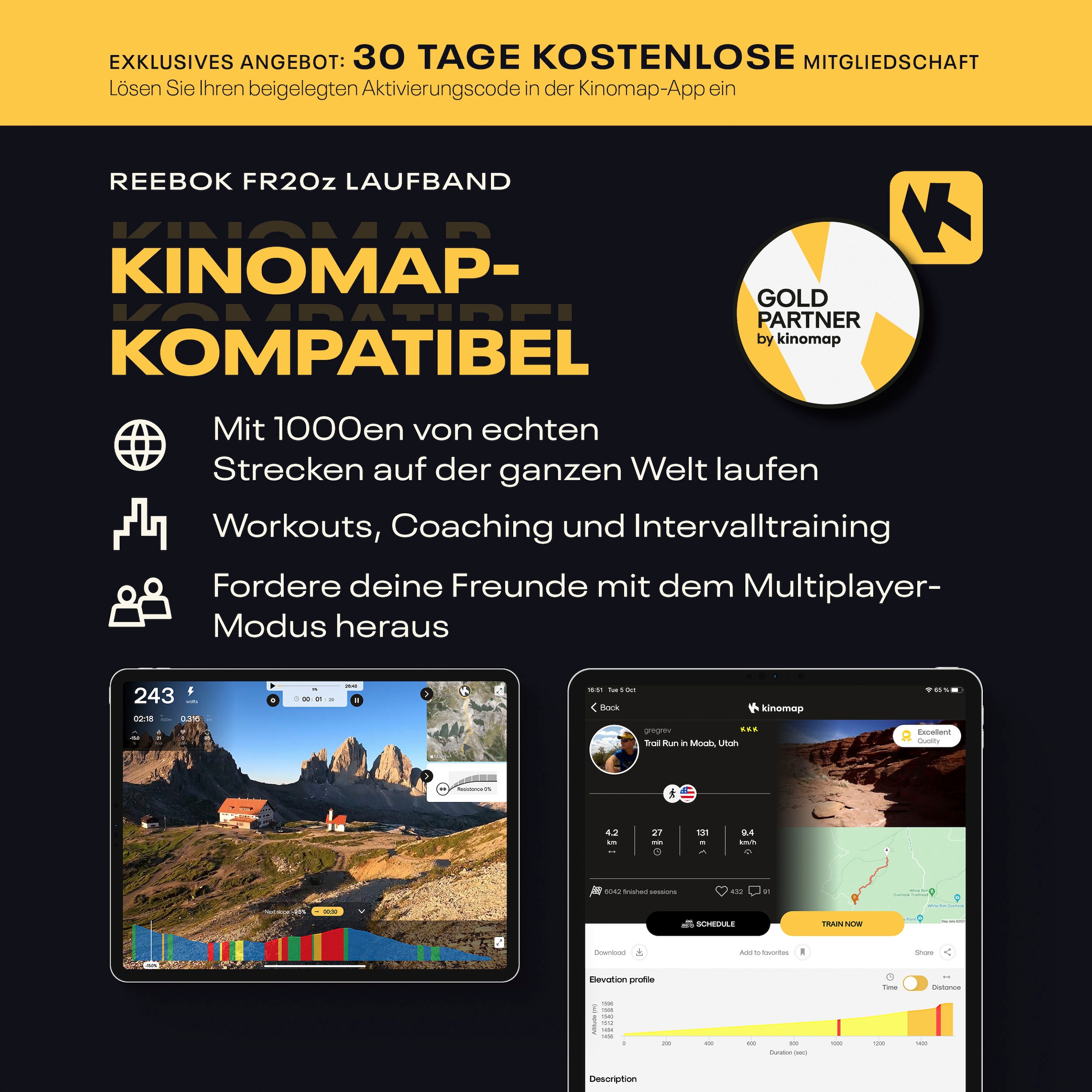 Reebok Laufband »FR20z Floatride« bis max. 18 km/h, mit Steigung, 120 kg max. Benutzergewicht