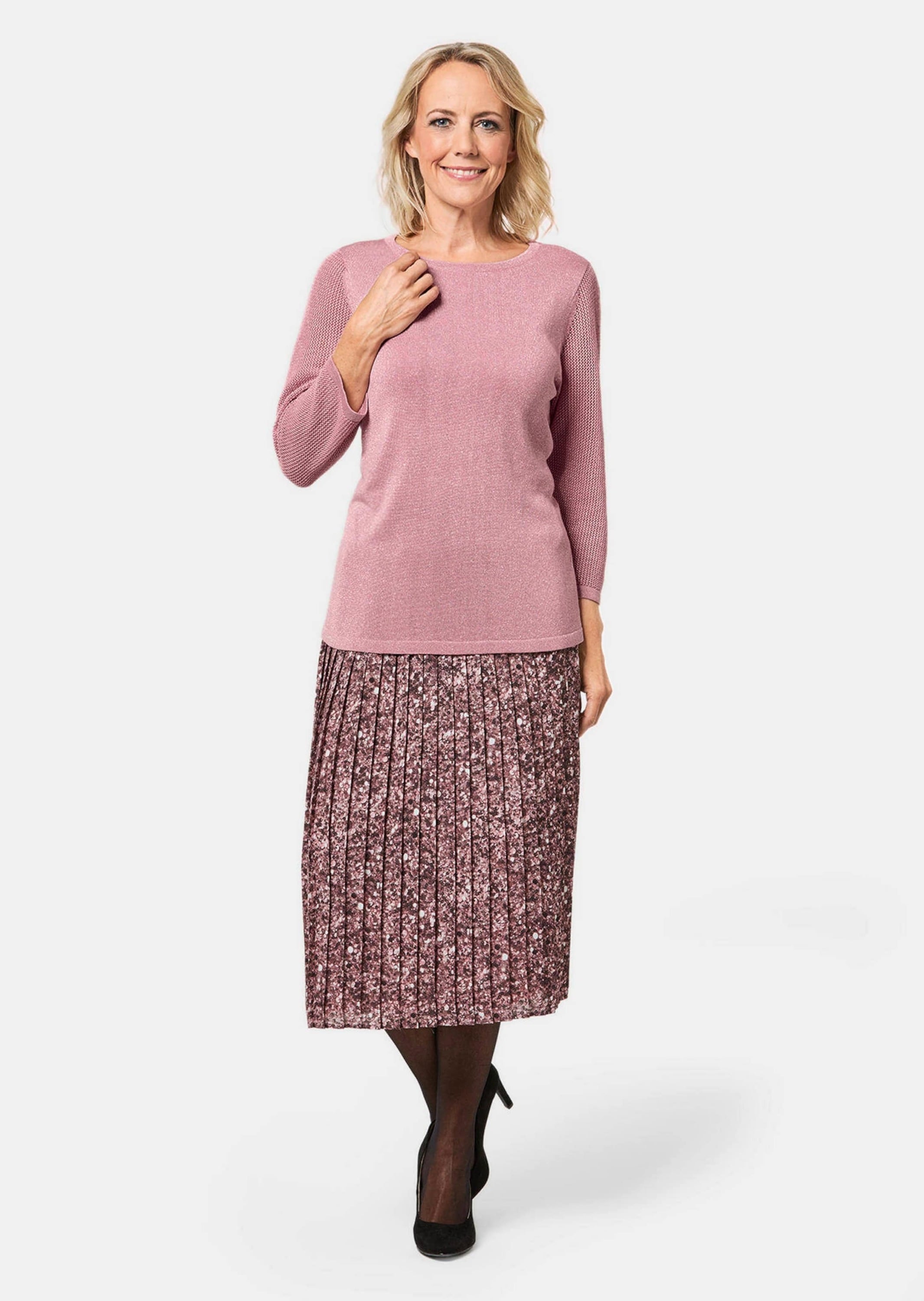 GOLDNER 3/4 Arm-Pullover »Kurzgröße Pullover mit Glanzgarn«