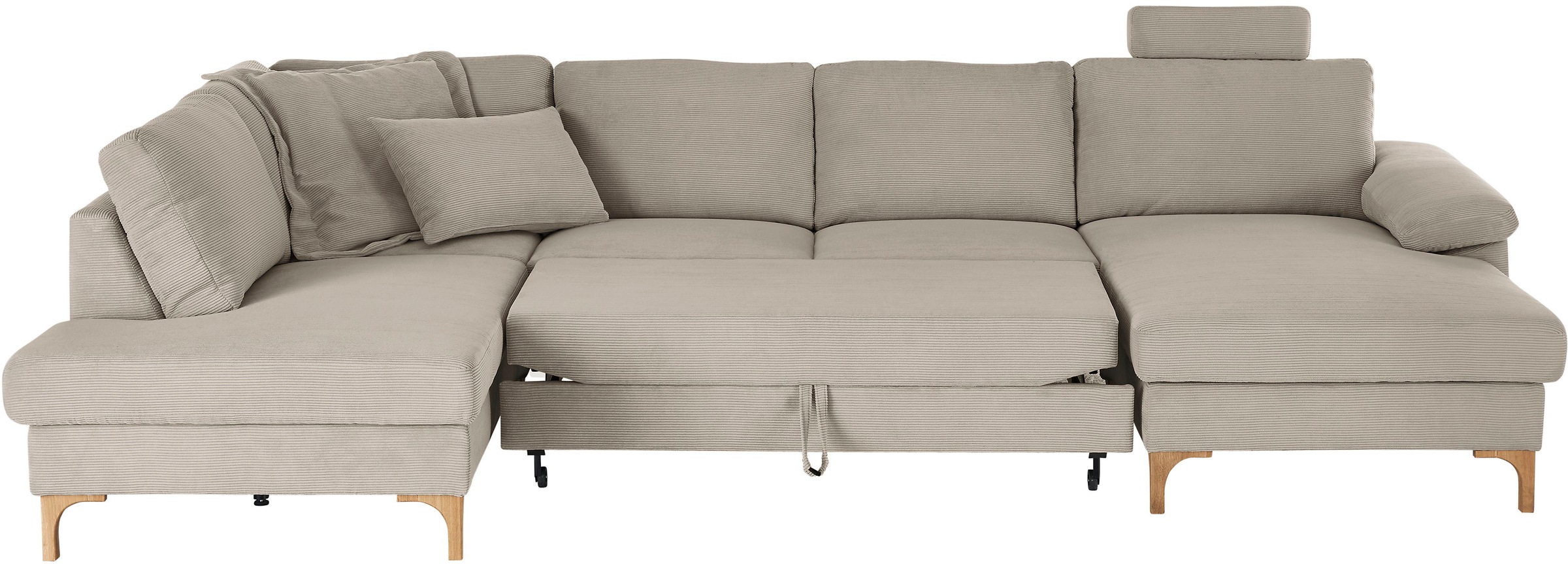 3C Candy Wohnlandschaft »Lecce, wahlweise PUR-Schaumstoff oder Tonnentaschenfederkern U-Form« Bettkasten in Umbauecke und Longchair, sowie Querschläfer im 2-Sitzer