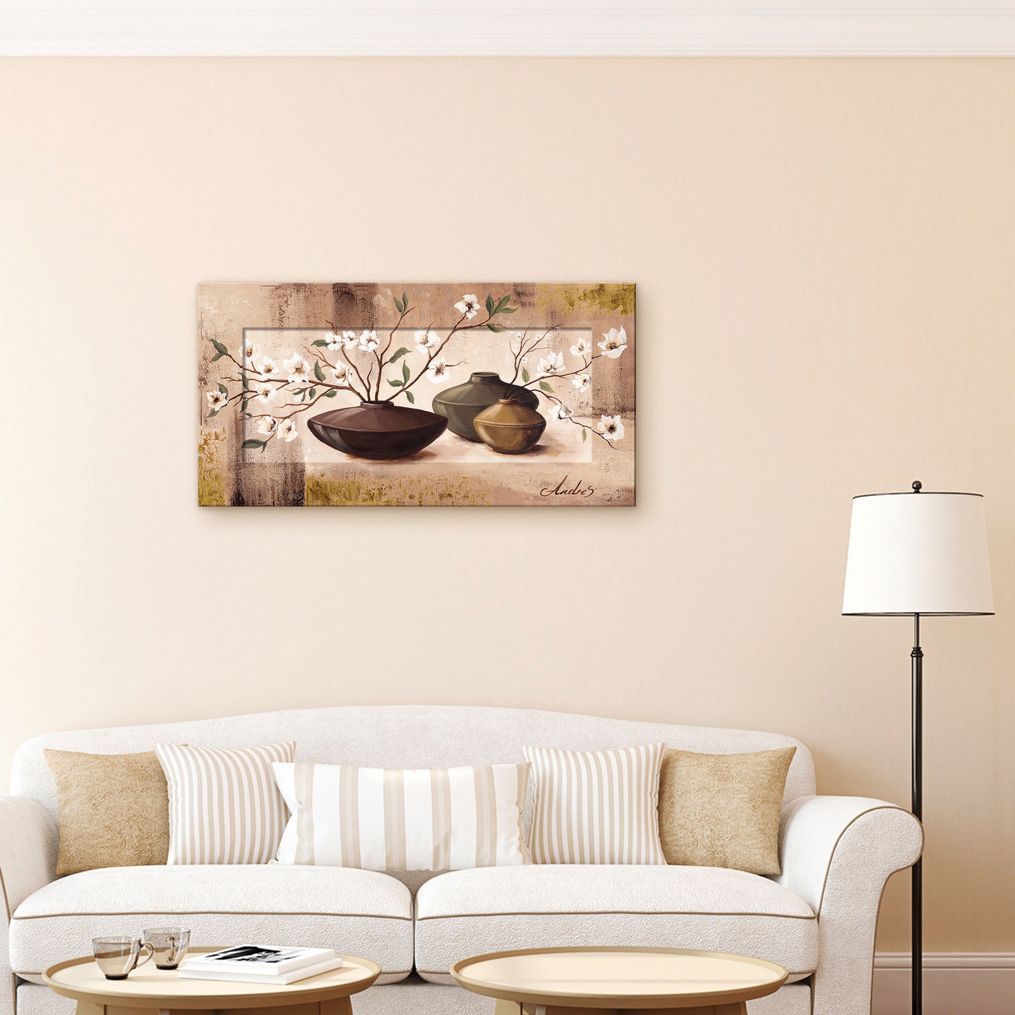Artland Wandbild »Golden eingerahmte Kirschblüten«, Vasen & Töpfe, (1 St.)