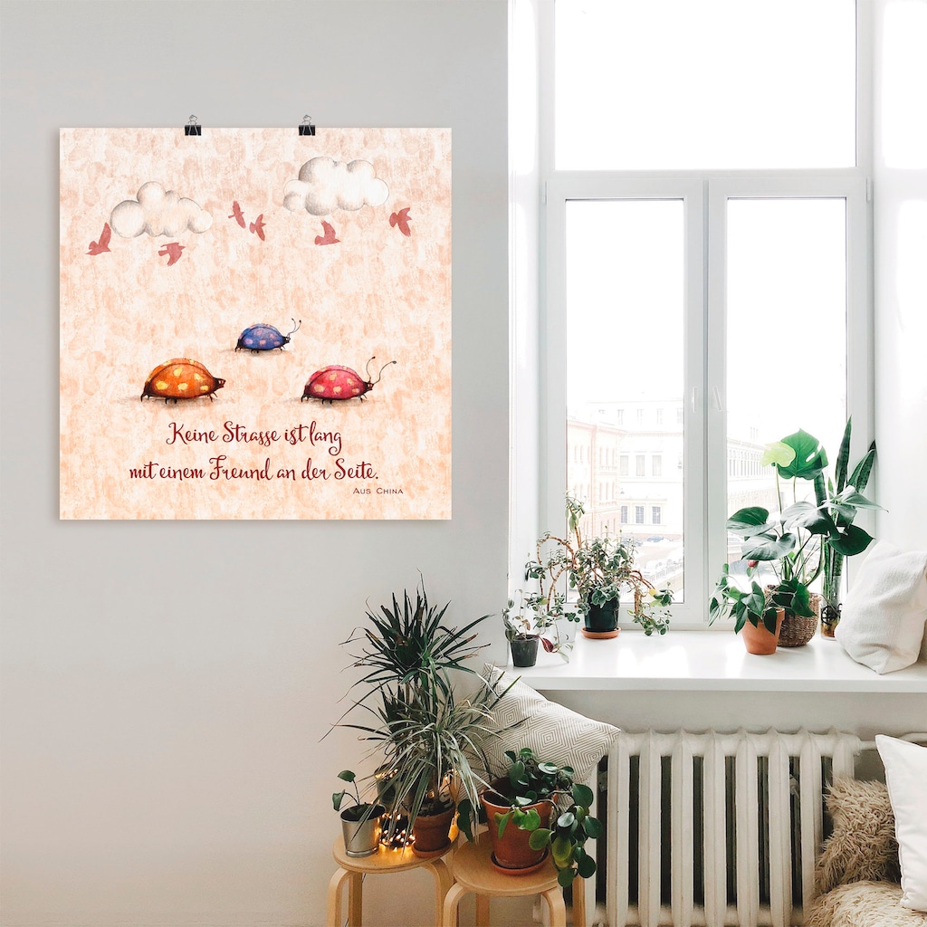 Artland Wandbild »Lebensweisheit Freunde«, Tiere, (1 St.), als Alubild, Outdoorbild, Leinwandbild, Poster, Wandaufkleber