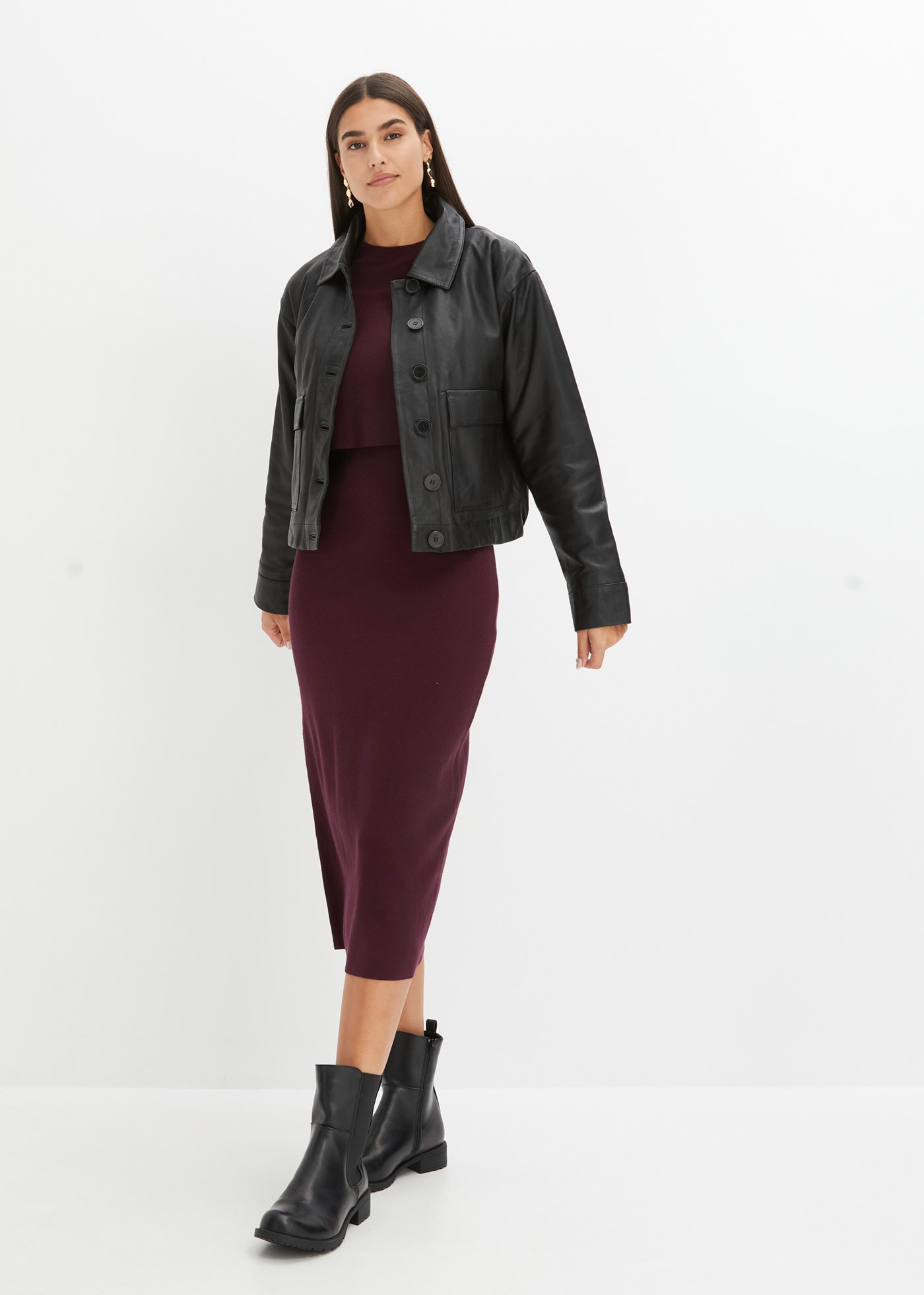 bonprix Strickkleid Set, 2 tlg. für Frühjahr und Sommer, aus Viskose-Mischung, lässige Passform