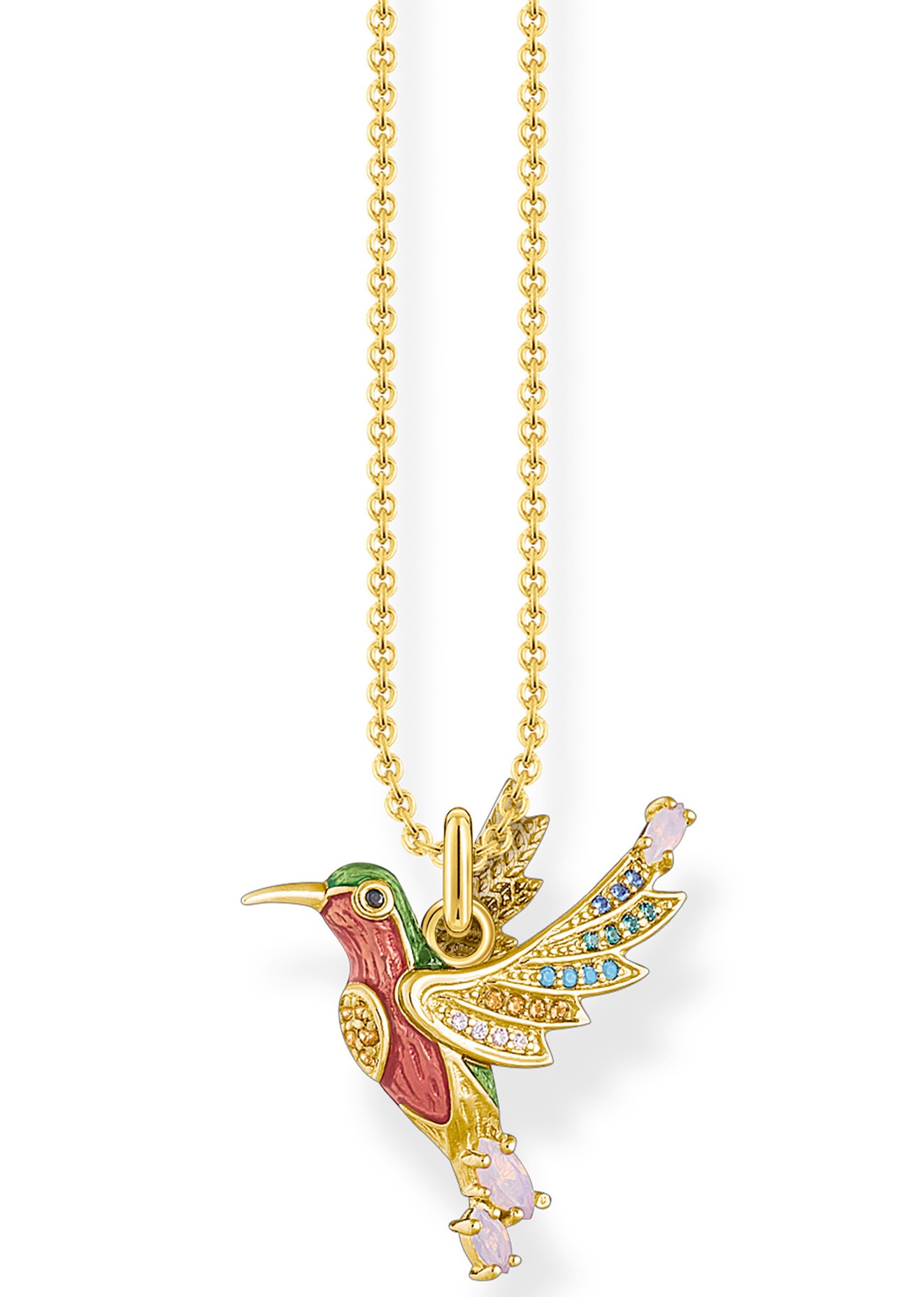 THOMAS SABO Kette mit Anhänger »Kolibri, KE1969-471-7-L42V«, mit Emaille, Glassteinen, synth. Korund und Zirkonia