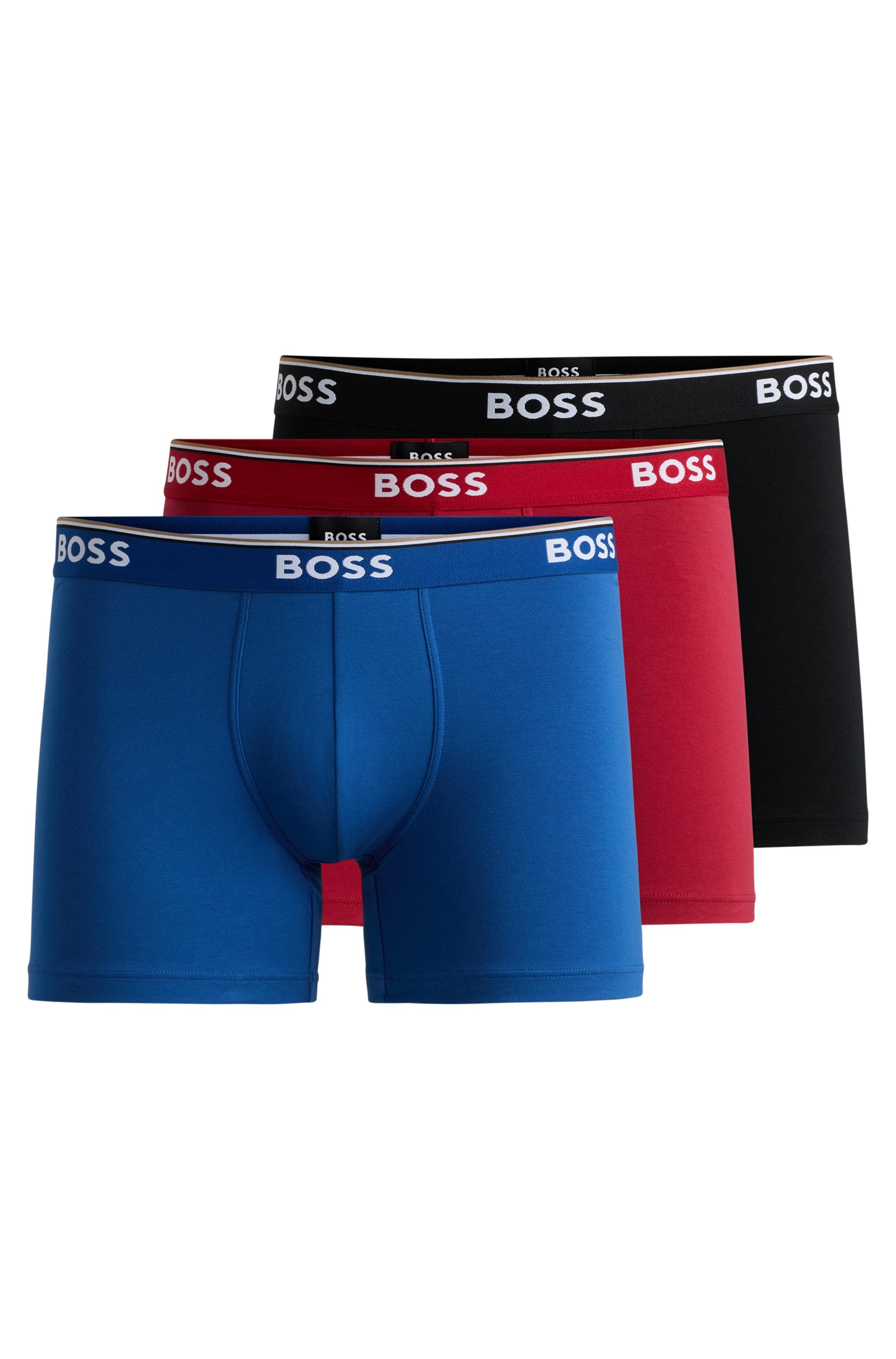 BOSS Langer Boxer »Brief 3 PACK«, mit farblich passendem Webbund