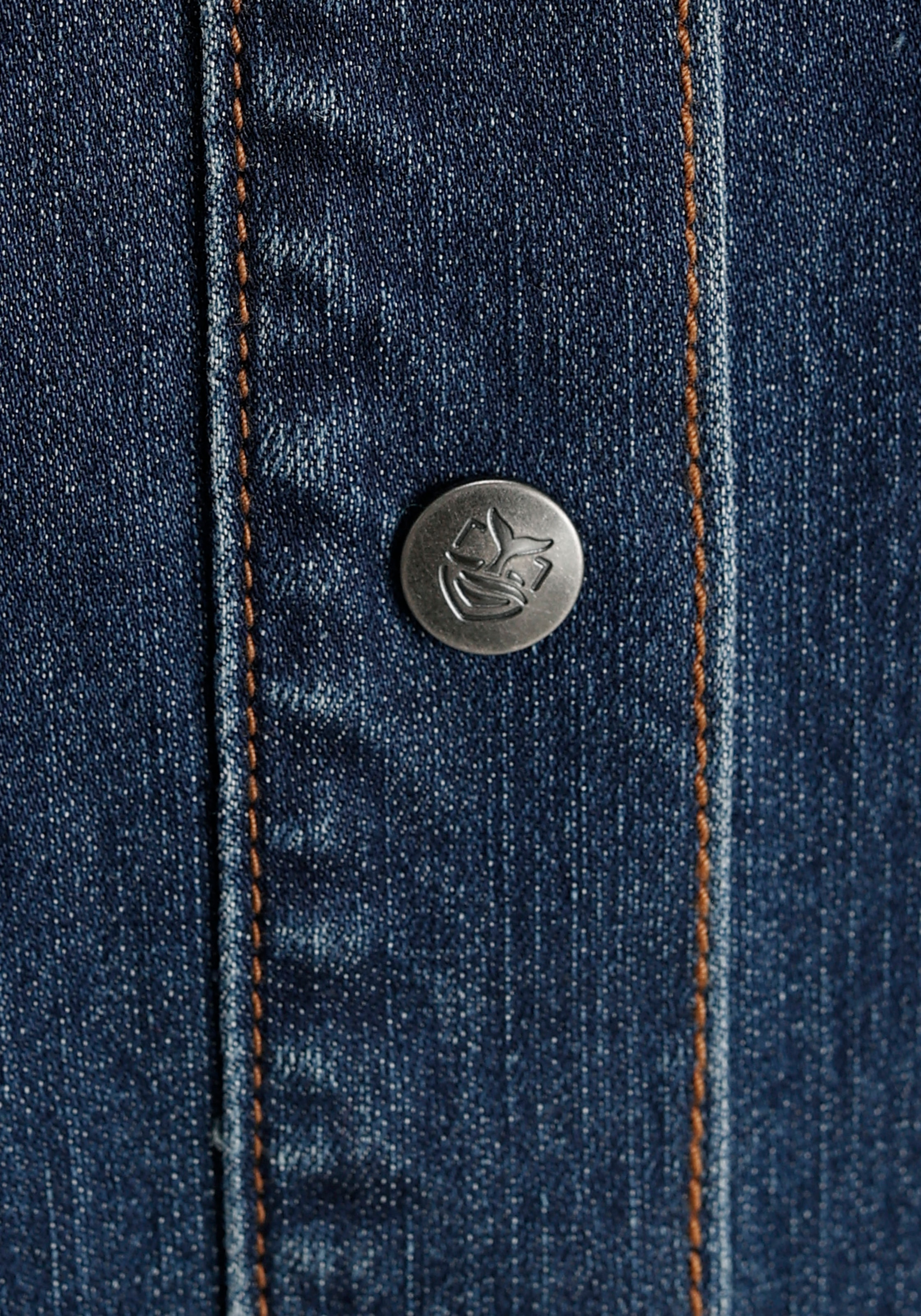 DELMAO Jeansbluse, mit kleinem Logo-Print Brust OTTO Online Shop kaufen NEUE der auf im - MARKE