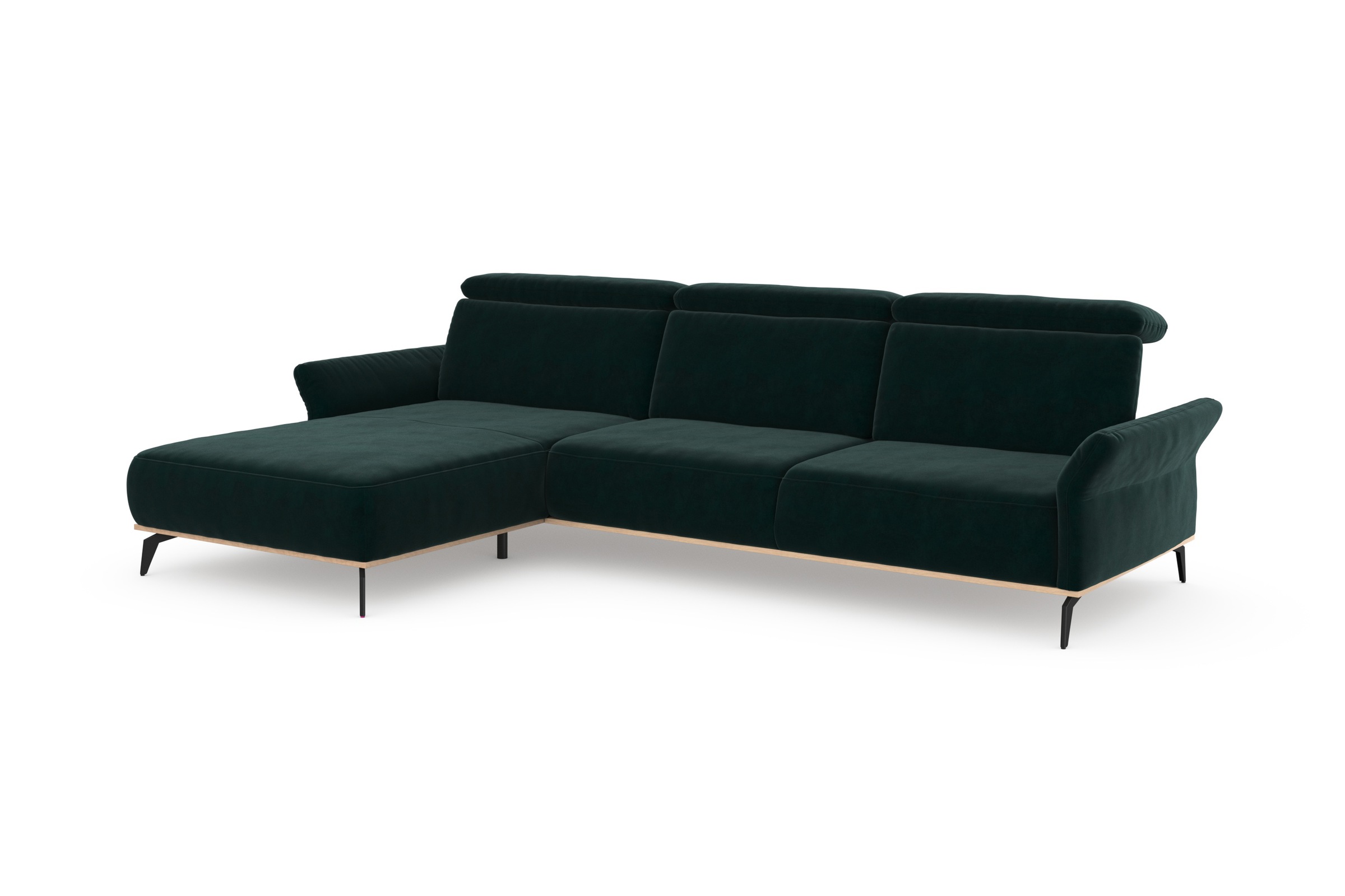 Places of Style Ecksofa »Fjord L-Form«, massiv, wahlweise mit Armlehnfunktion, Kopf- Sitztiefenverstellung