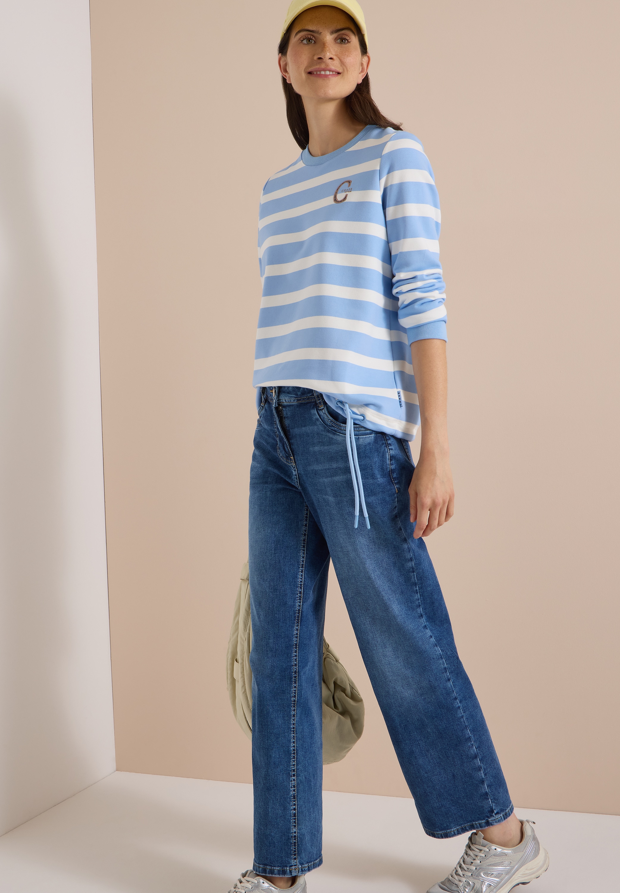 Cecil Sweatshirt , Printdetail, mit Tunnelzug am Saum, Baumwollmix
