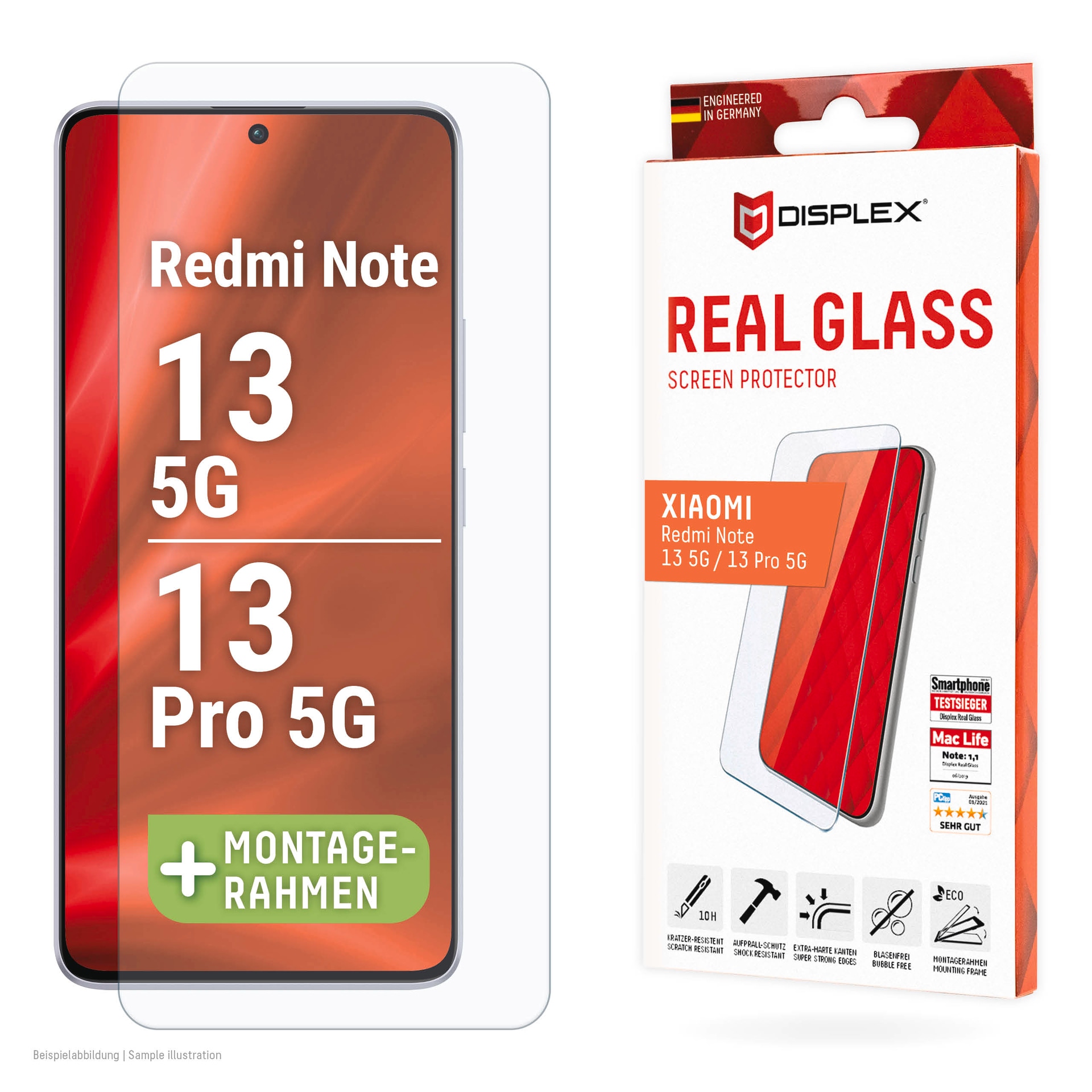 Displex Displayschutzglas »Real Glass«, für Xiaomi Redmi Note 13 5G-Xiaomi Redmi Note 13 Pro...