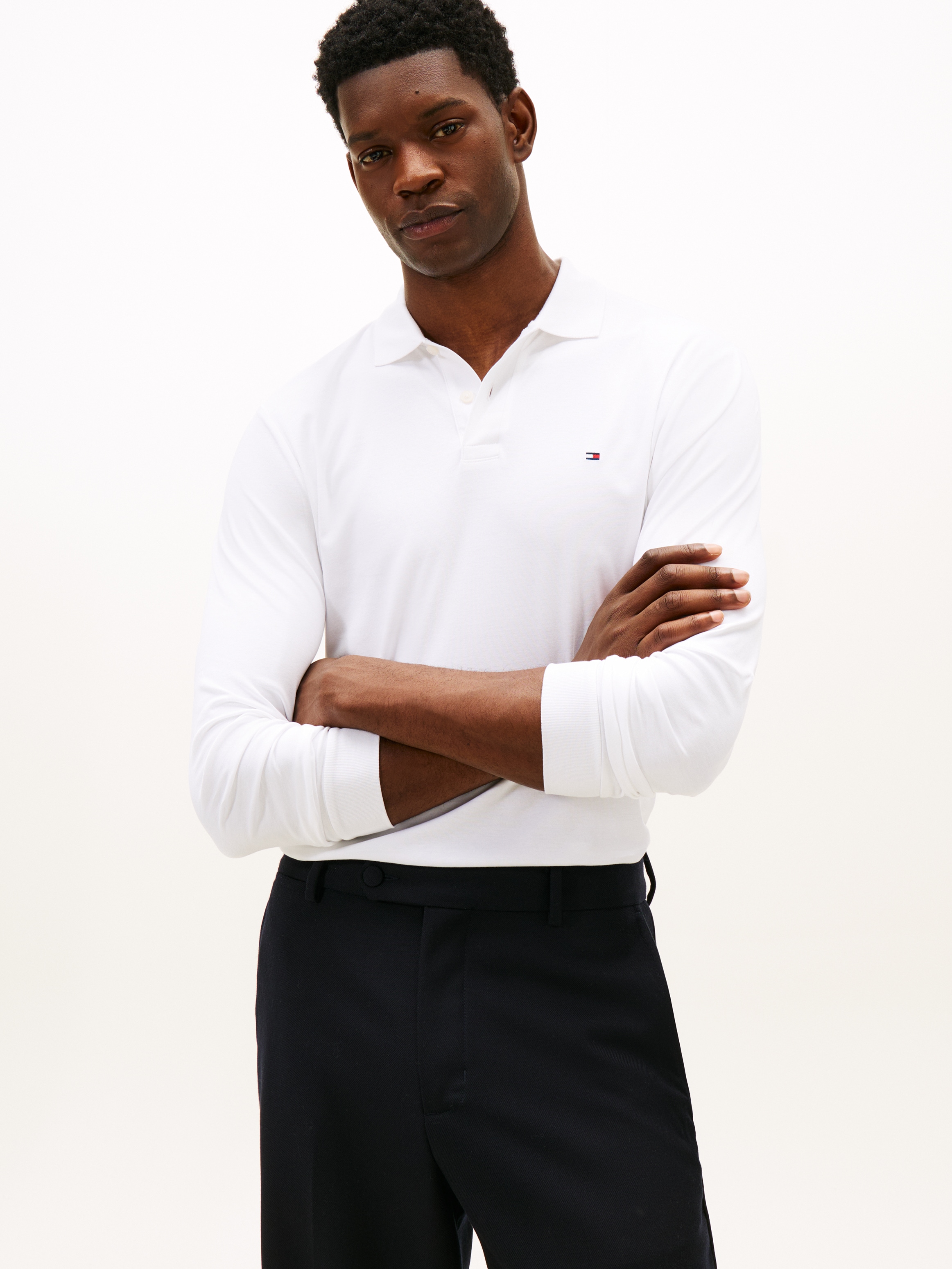 Tommy Hilfiger Langarm-Poloshirt »L/S LIQUID COTTON REG POLO mit Jersey und Markenlabel« unifarben, casual, regular fit, Baumwolle, Polokragen