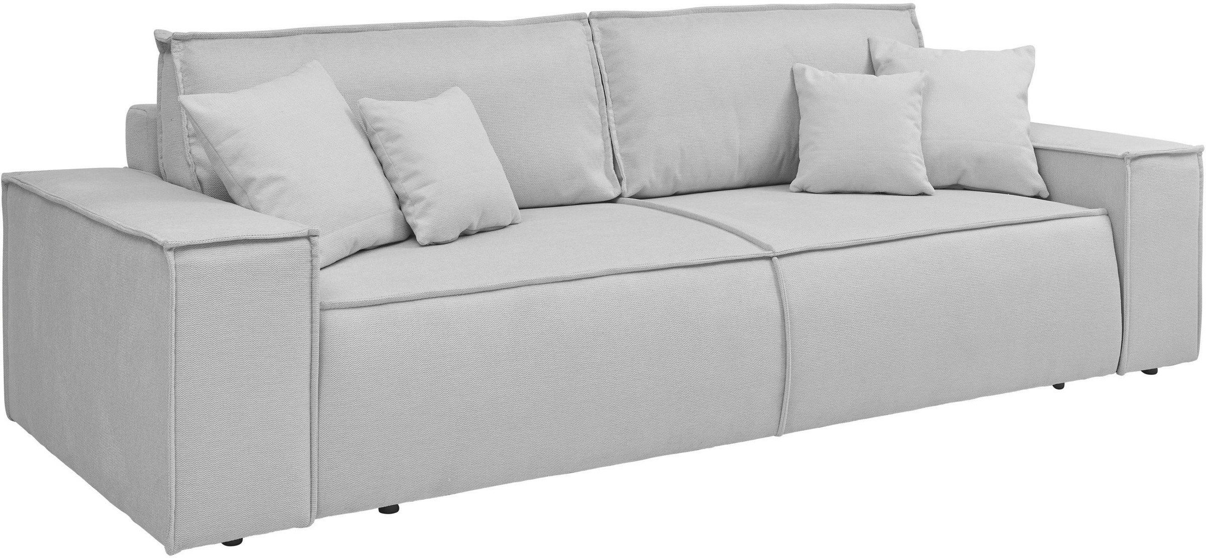 andas 3-Sitzer »FINNLEY Schlafsofa 257 cm, Schlaffunktion mit Bettkasten (200/136cm)«, in Aqua Clean-Bouclé, Struktur fein u. Cord