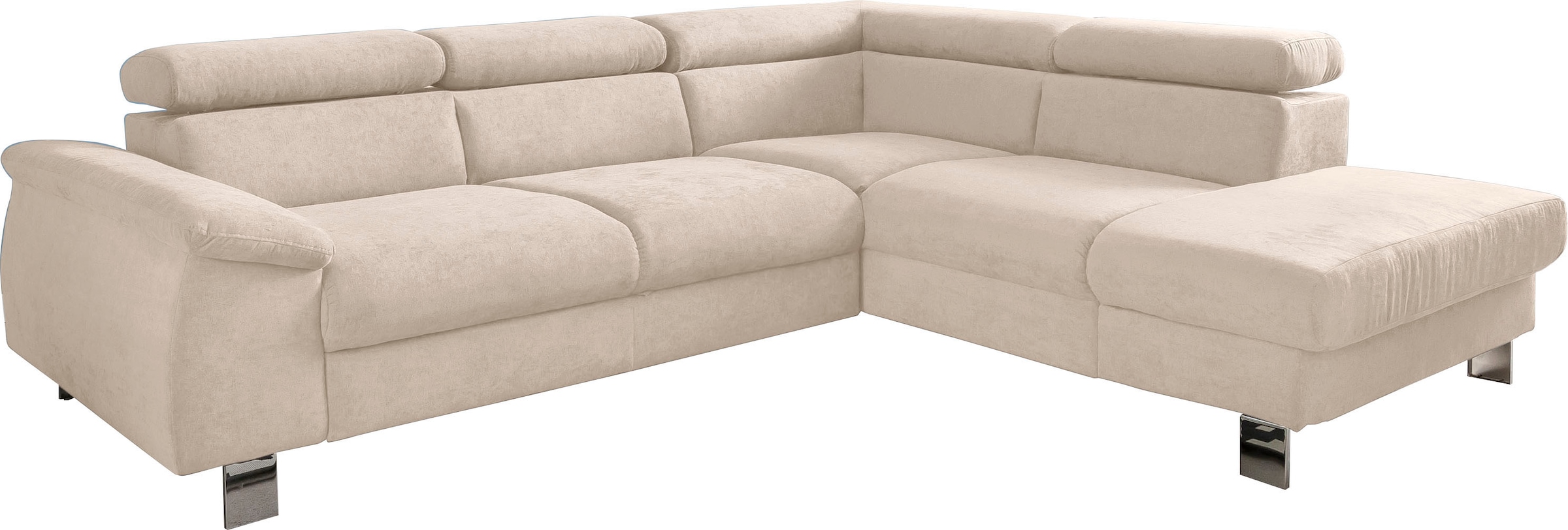 COTTA Ecksofa »Komaris L-Form, B: 249 cm« mit Kopfteilverstellung, optional Schlaffunktion, Bettkasten & Licht