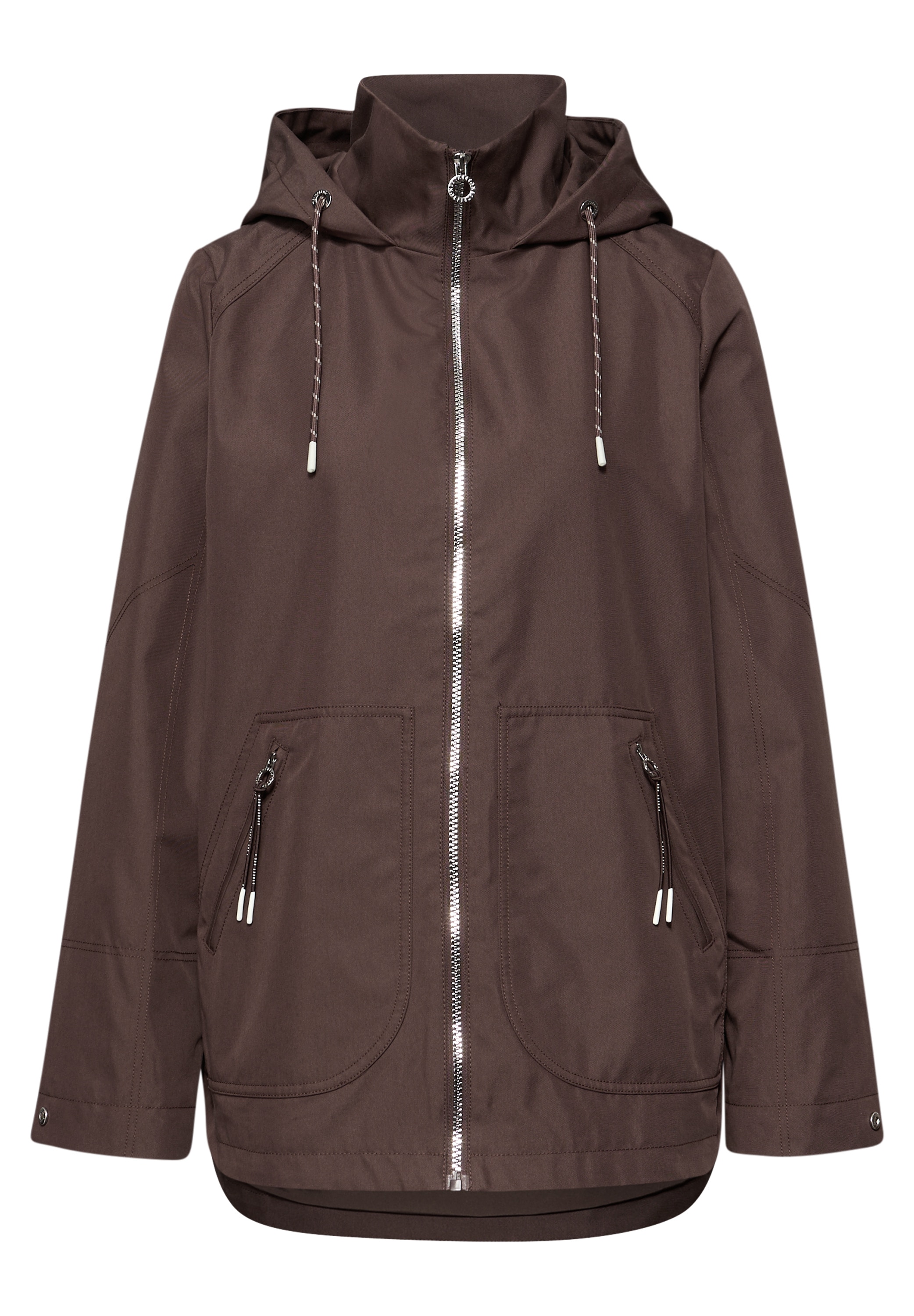 STREET ONE Parka mit Kapuze mit seitlichen Zipper‑Taschen und Nieten‑Details an den Ärmeln